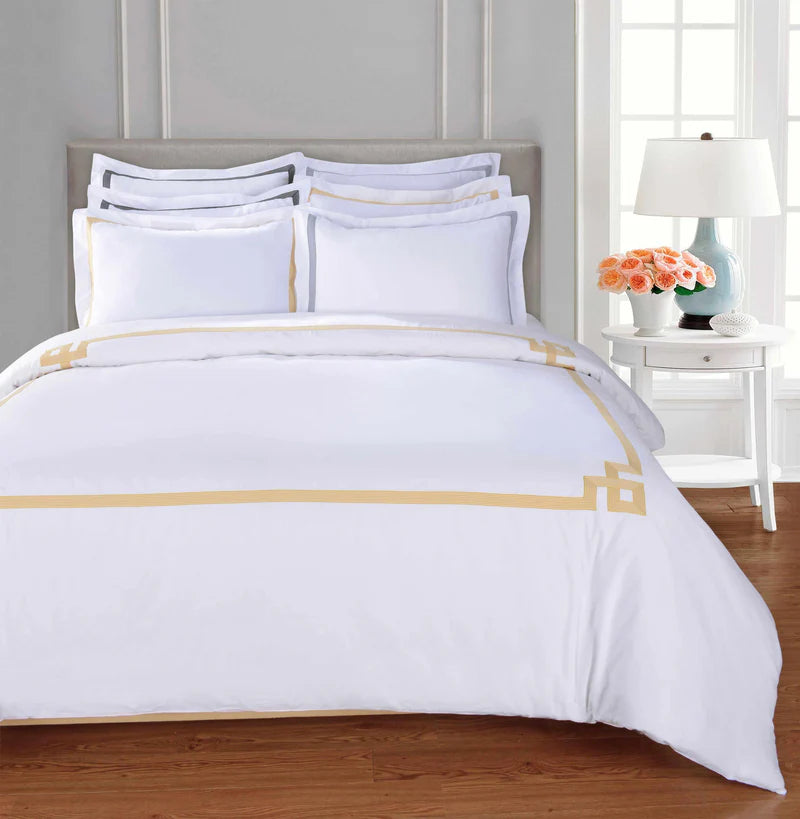 Miller Cotton Embroidered Solid 3 Piece Duvet Cover Set - Omnigoodsstore