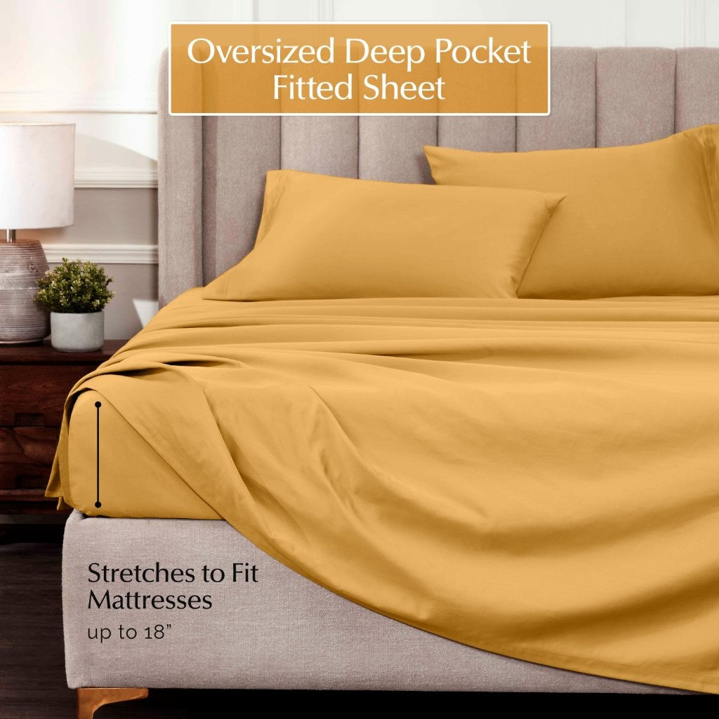 1000 Thread Count Egyptian Cotton Bed Sheet Set Olympic Queen - Omnigoodsstore