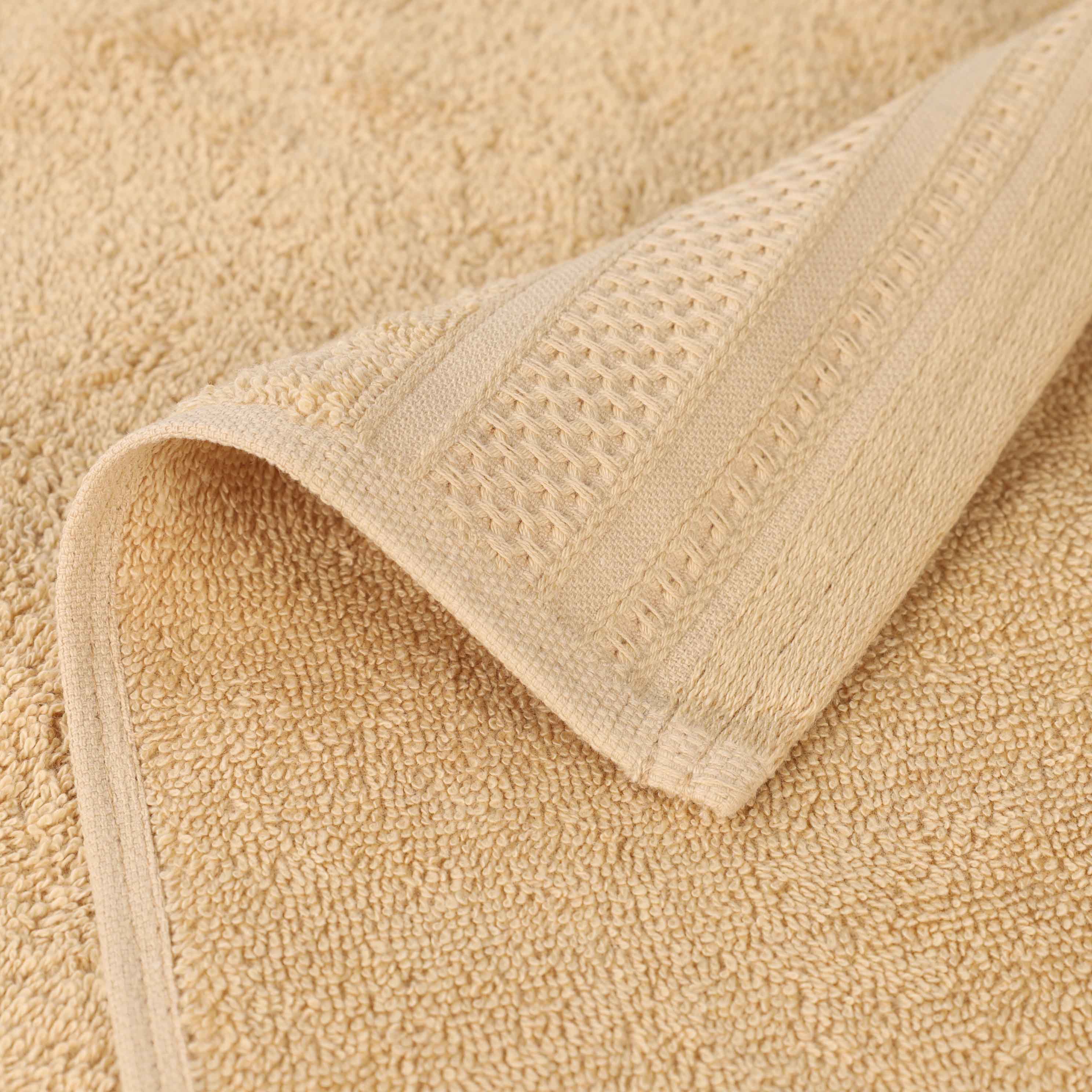 Honeycomb Textured Waffle Border Luxury Cotton Face Towels, Set of 12 - Omnigoodsstore