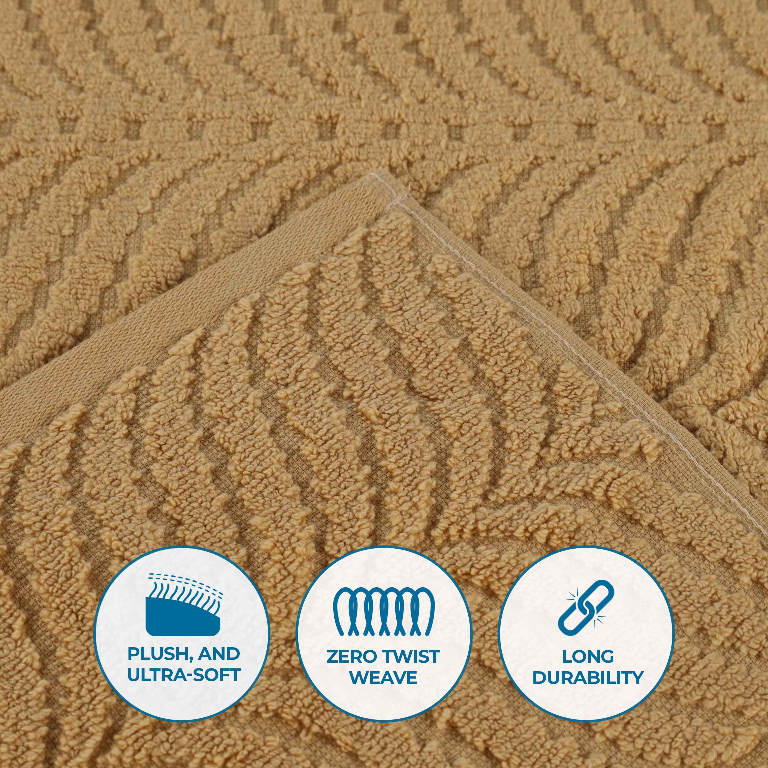 Zero Twist Cotton Solid & Jacquard Elegant Chevron Bath Towel Set of 4 - Omnigoodsstore