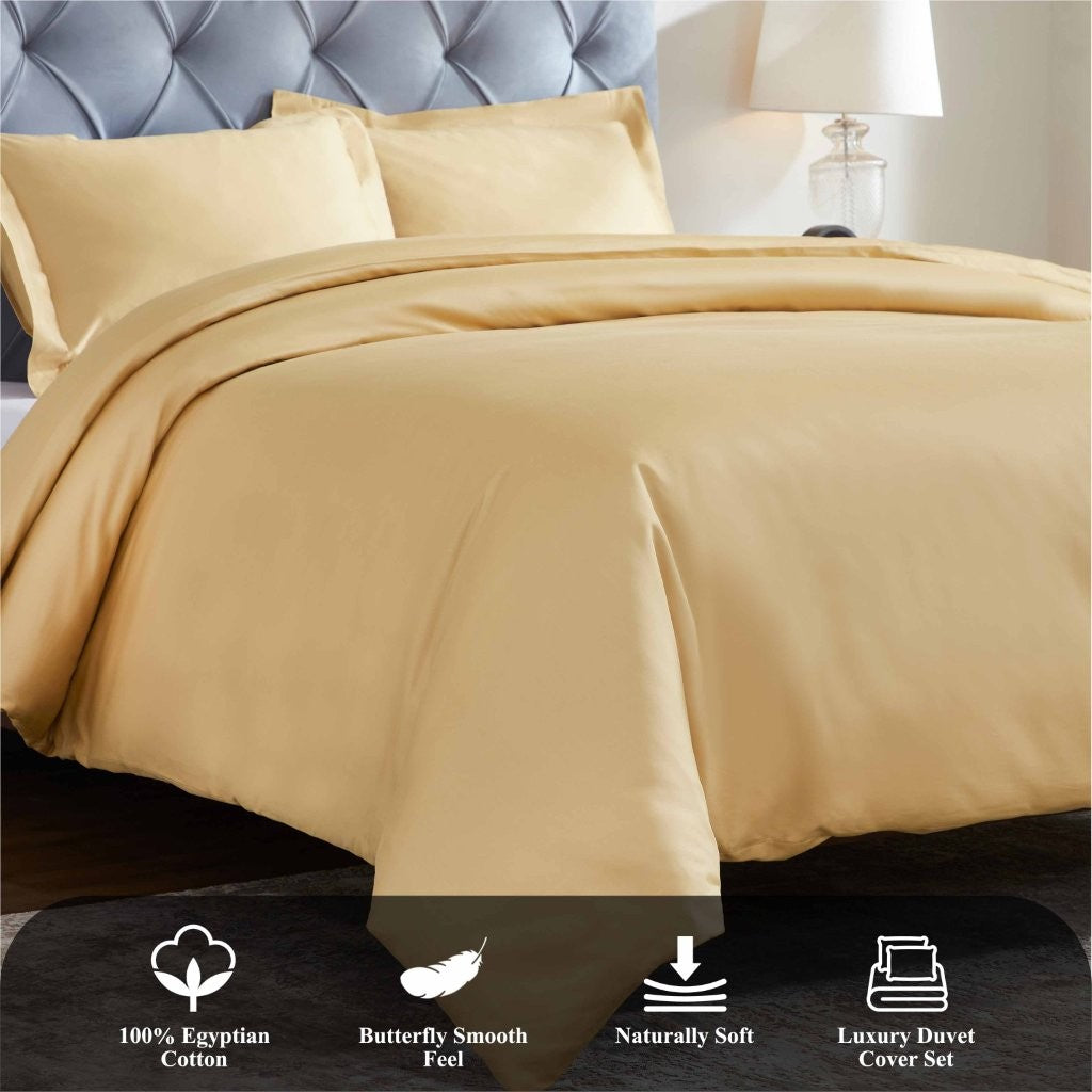 1200 Thread Count Egyptian Solid Cotton Duvet Cover Set - Omnigoodsstore
