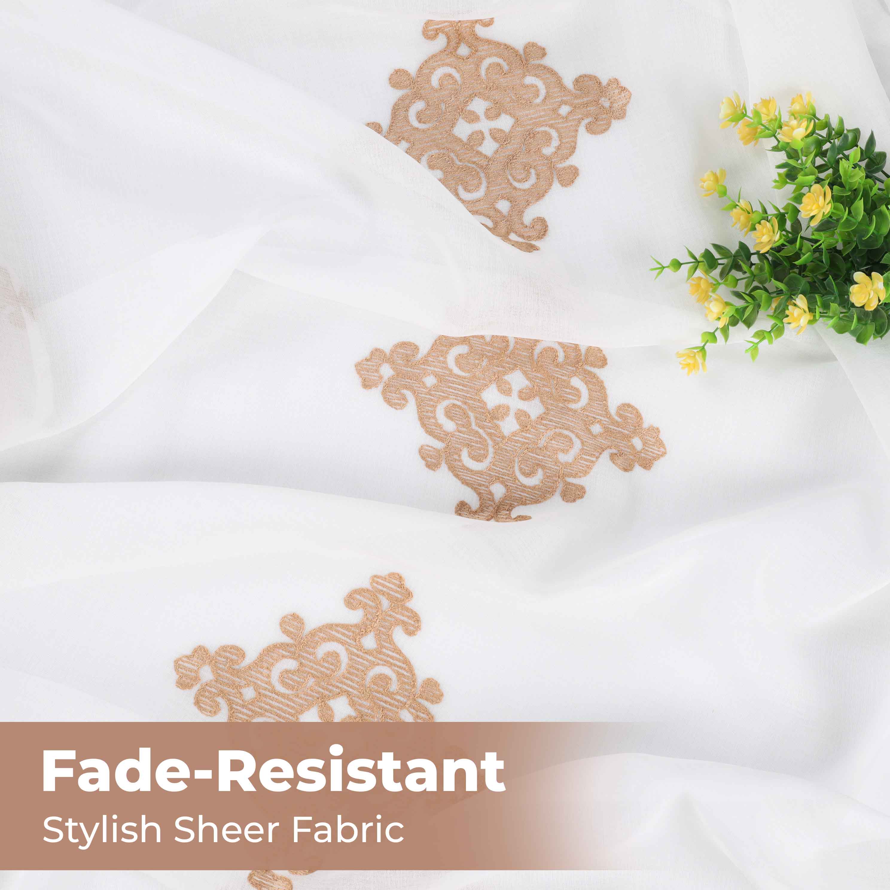 Embroidered Damask Sheer Grommet Curtain Panel Set - Omnigoodsstore