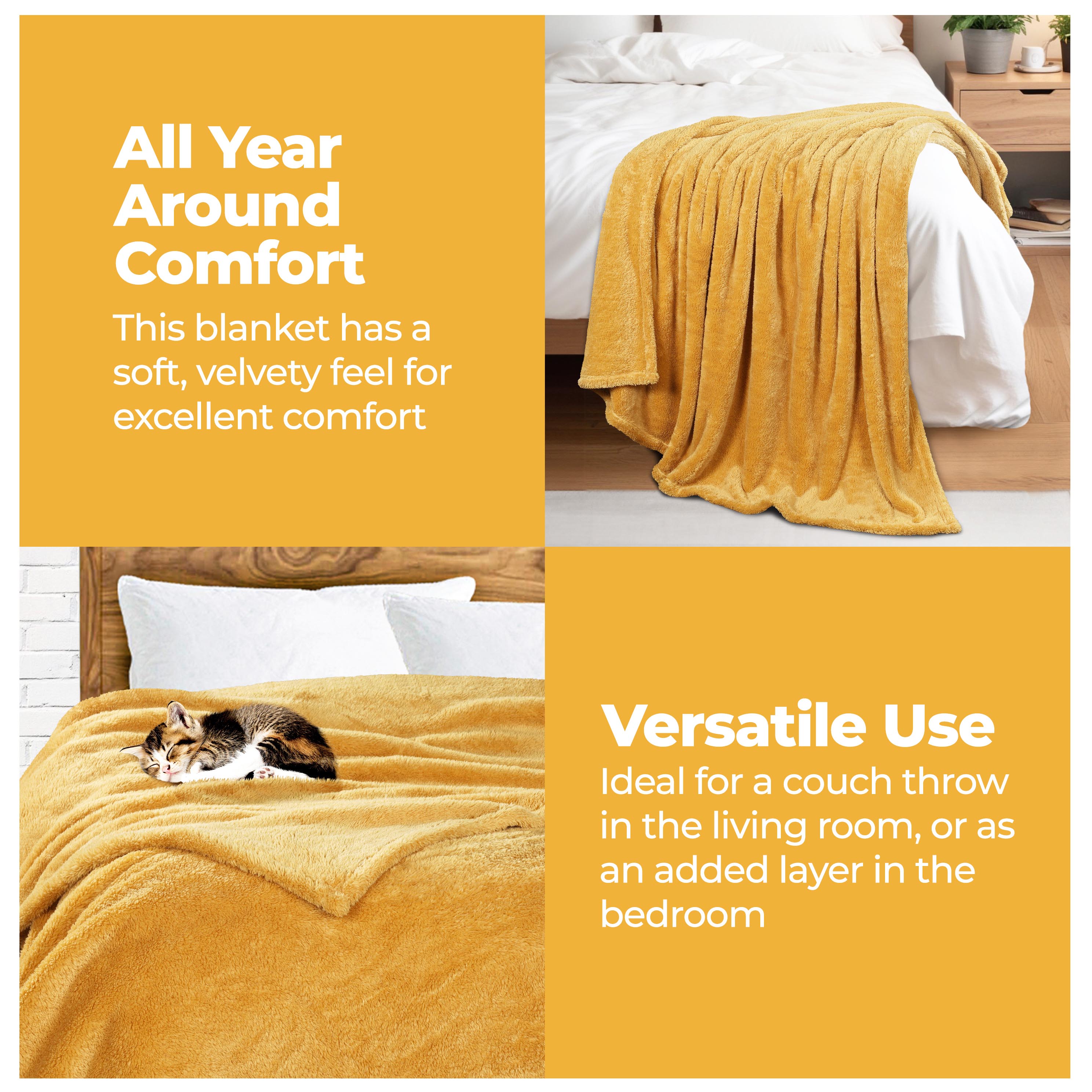 Classic Solid Fleece Plush Medium Weight Fluffy Soft Blanket - Omnigoodsstore
