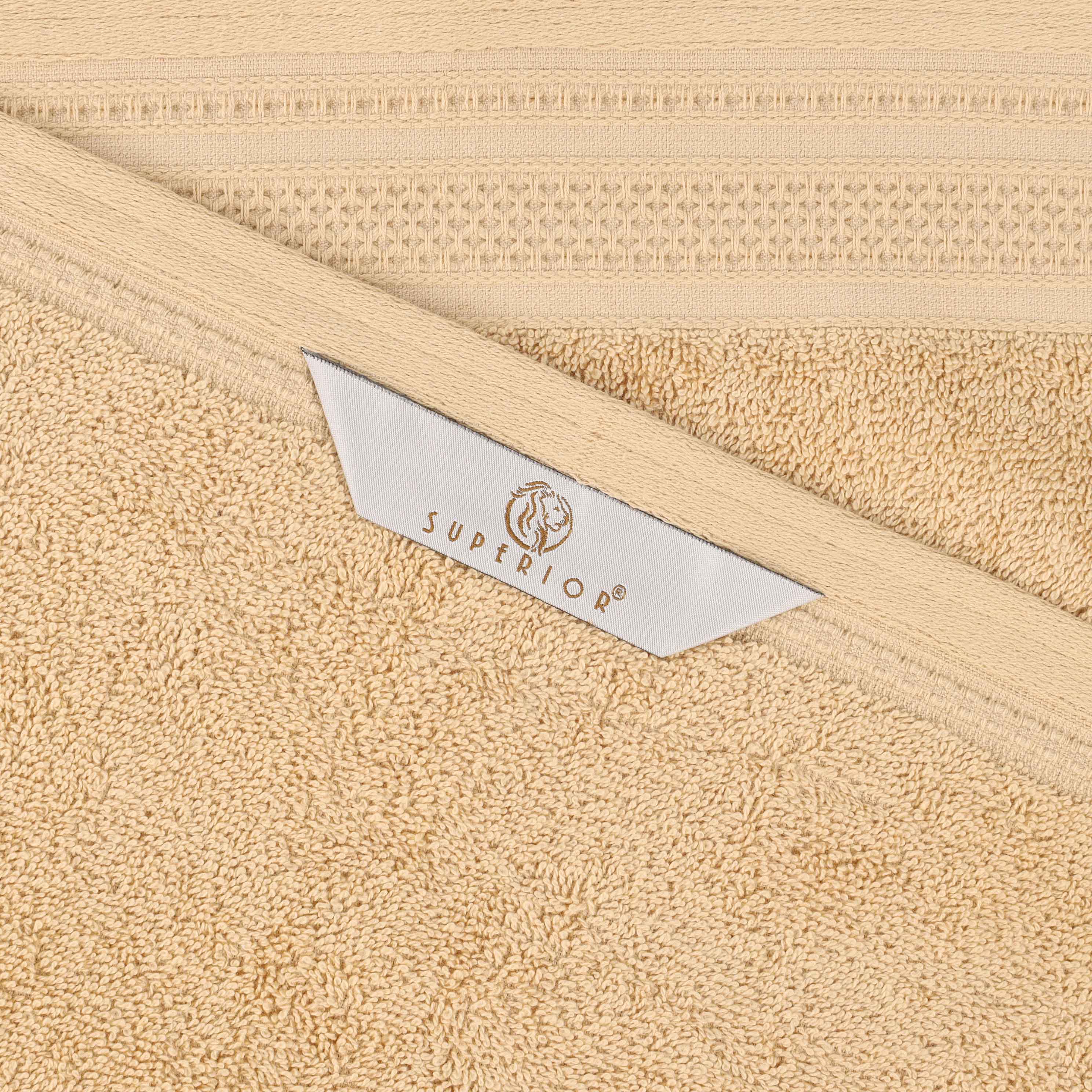 Honeycomb Textured Waffle Border Luxury Cotton Face Towels, Set of 12 - Omnigoodsstore