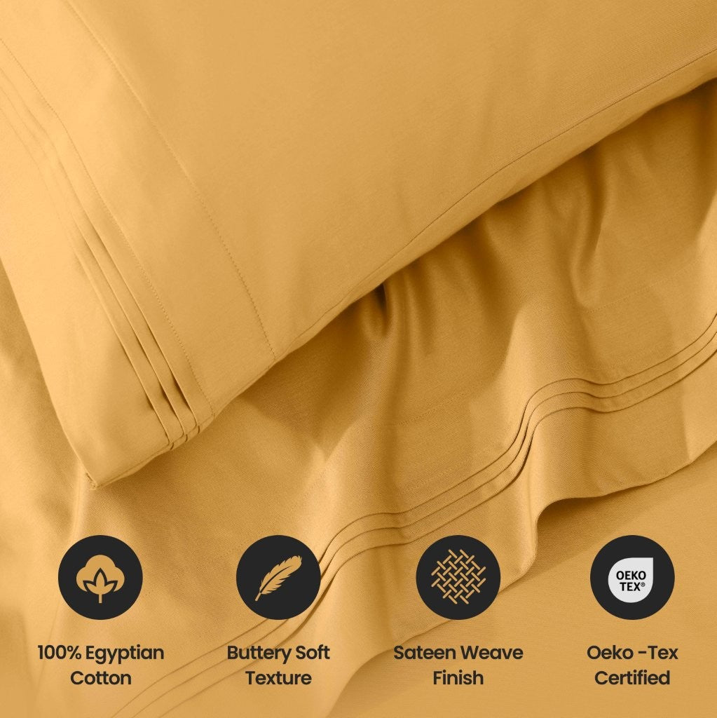 1000 Thread Count Egyptian Cotton Bed Sheet Set Olympic Queen - Omnigoodsstore