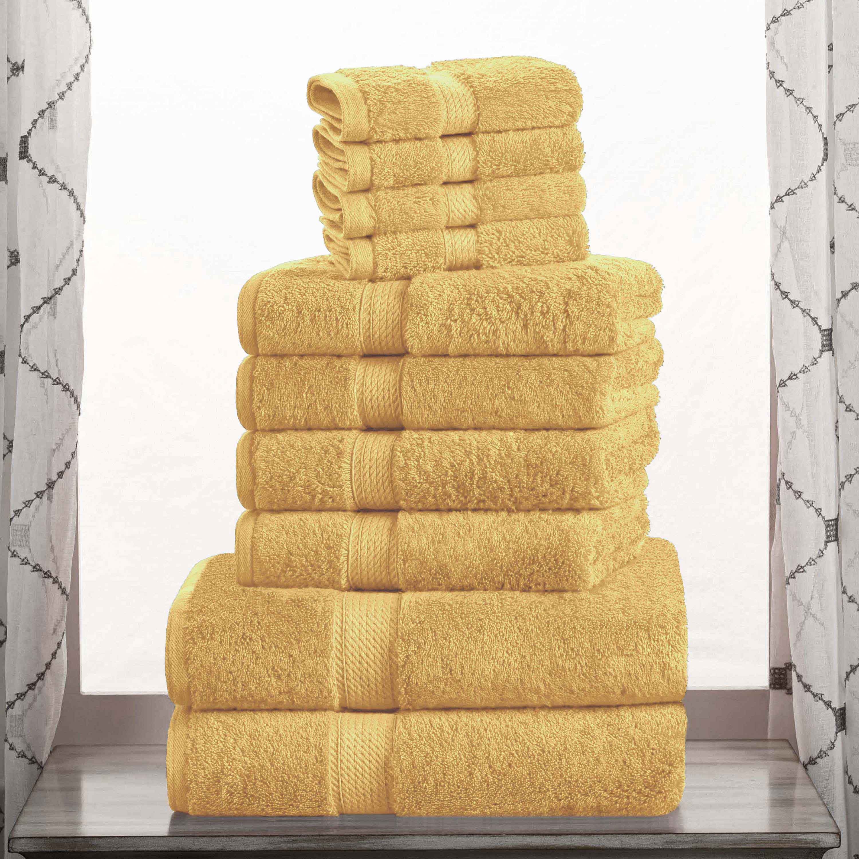 Egyptian Cotton Pile Plush Heavyweight Luxury Soft 10-Piece Towel Set - Omnigoodsstore