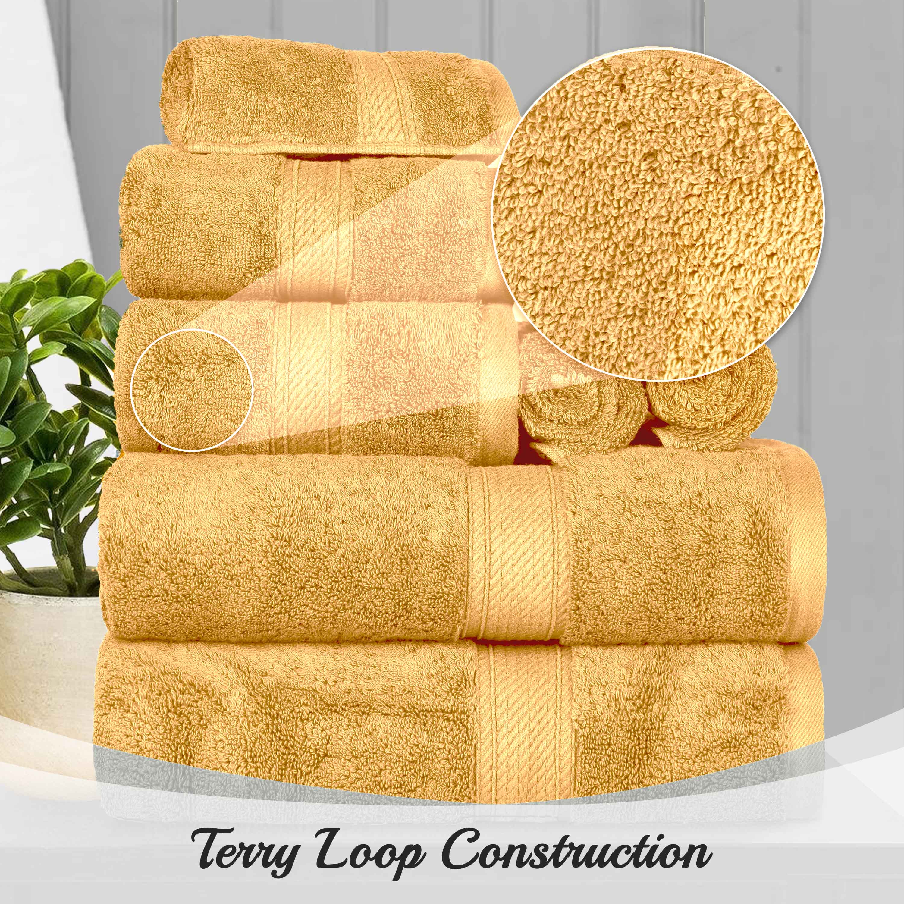 Egyptian Cotton Pile Plush Heavyweight Luxury Soft 8-Piece Towel Set - Omnigoodsstore