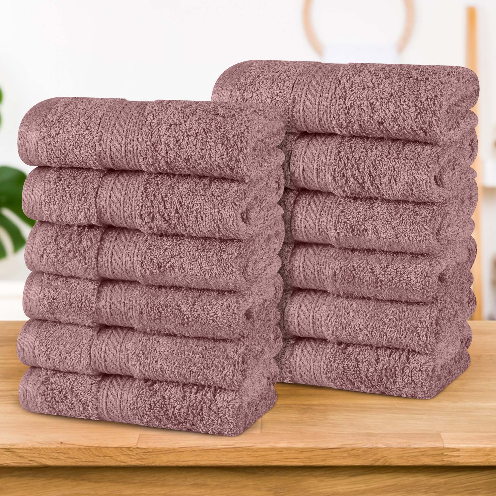 Atlas Cotton Plush Heavyweight Luxury Face Towel Washcloth Set of 12 - Omnigoodsstore