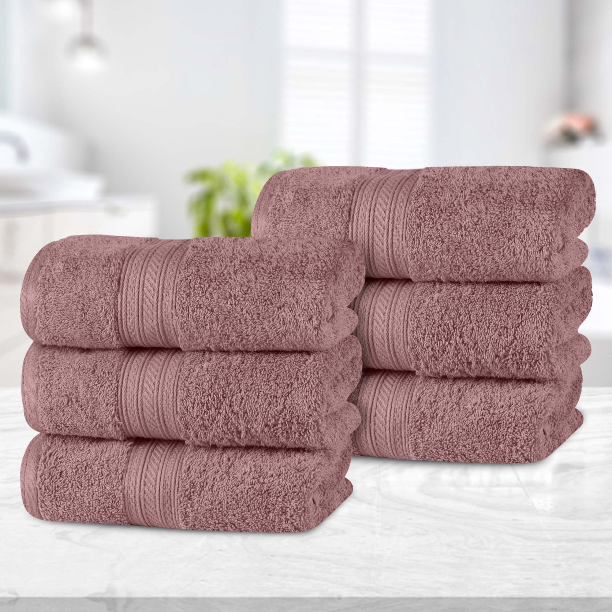 Atlas Cotton Plush Absorbent Heavyweight Luxury Hand Towel Set of 6 - Omnigoodsstore