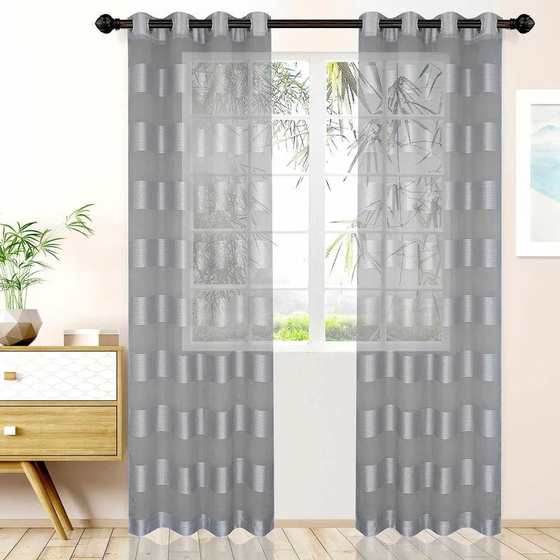 Dalisto Rope Textured Sheer Curtain Set of 2 with Grommet Top Header - Omnigoodsstore