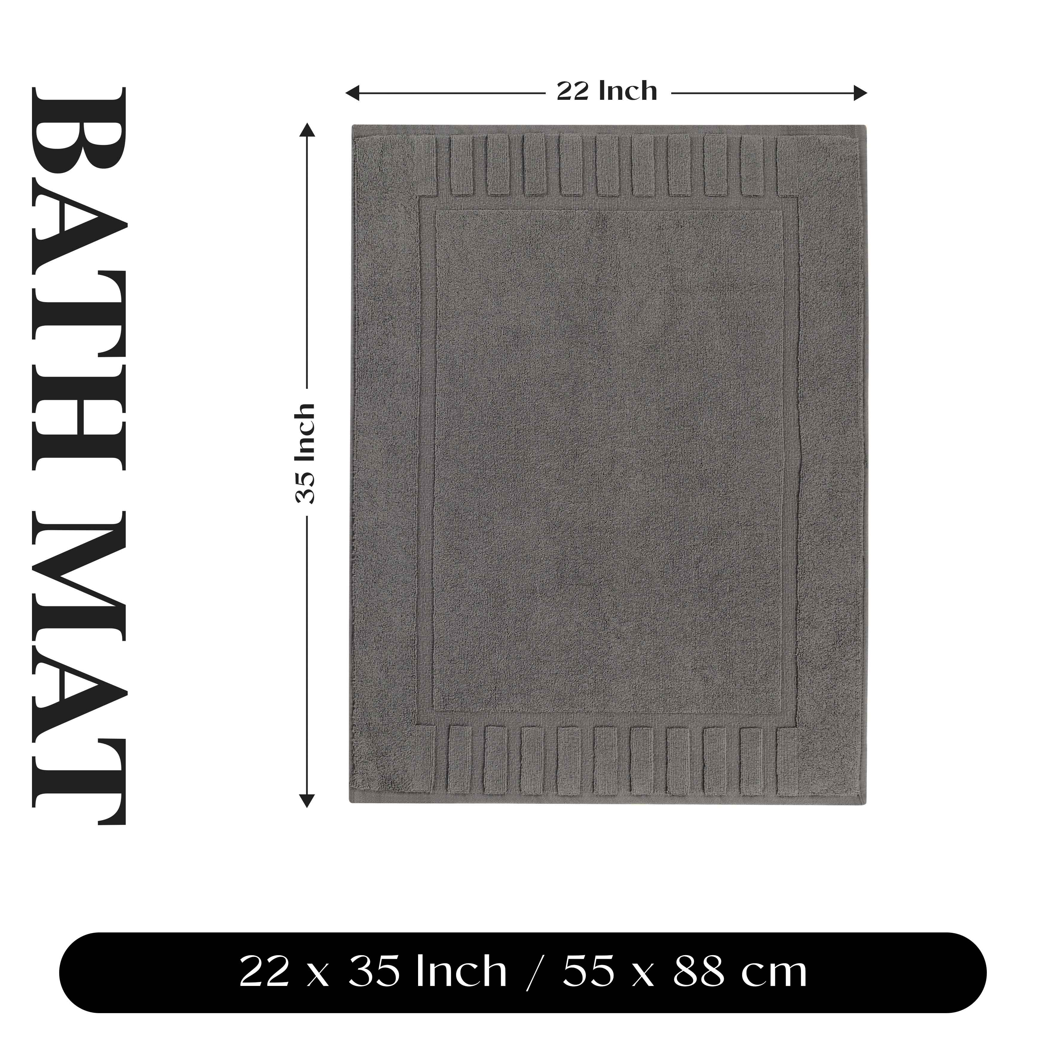 Leo Cotton Solid Modern Geometric Border Absorbent Bath Mat, Set of 2 - Omnigoodsstore