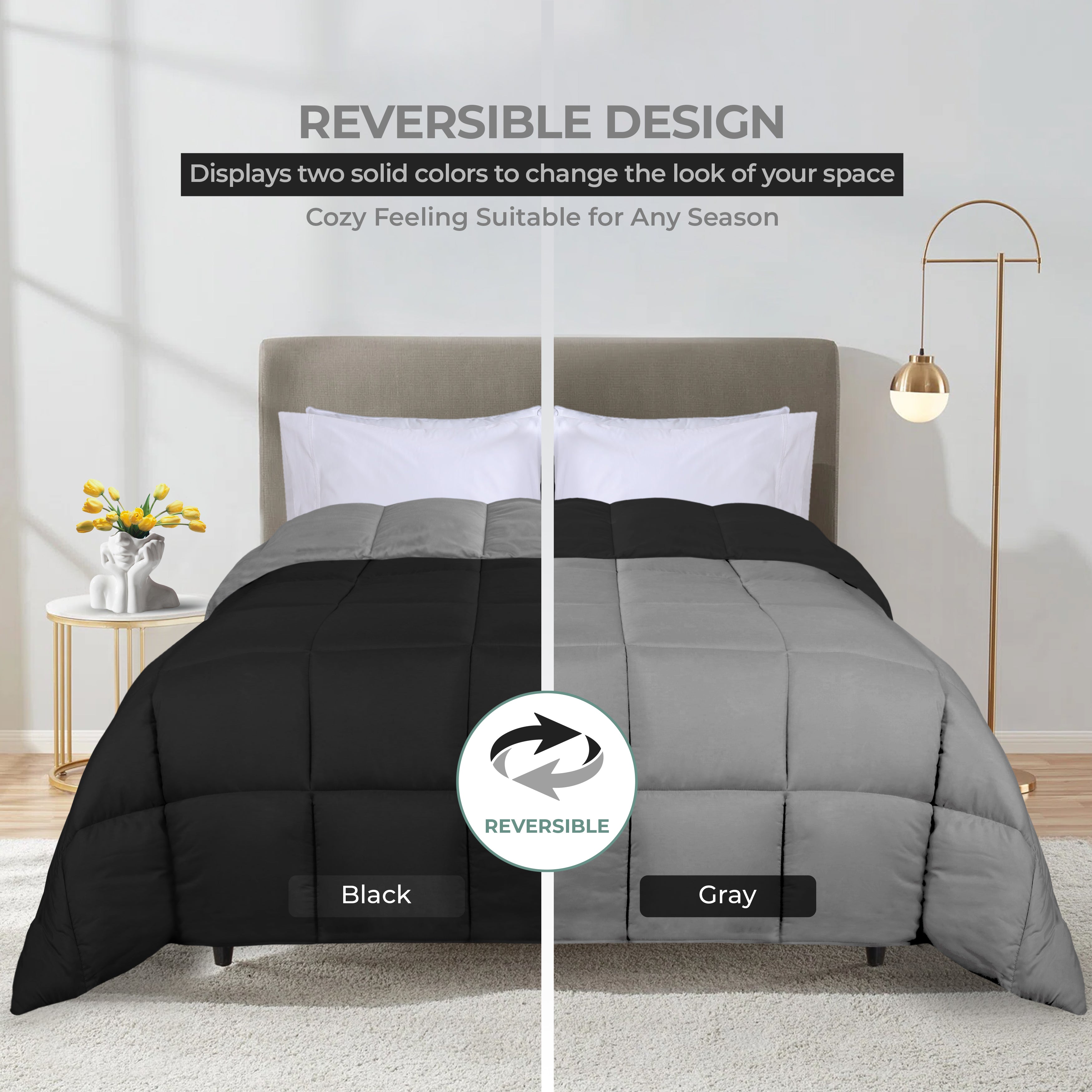 Brushed Microfiber Reversible Comforter - Omnigoodsstore