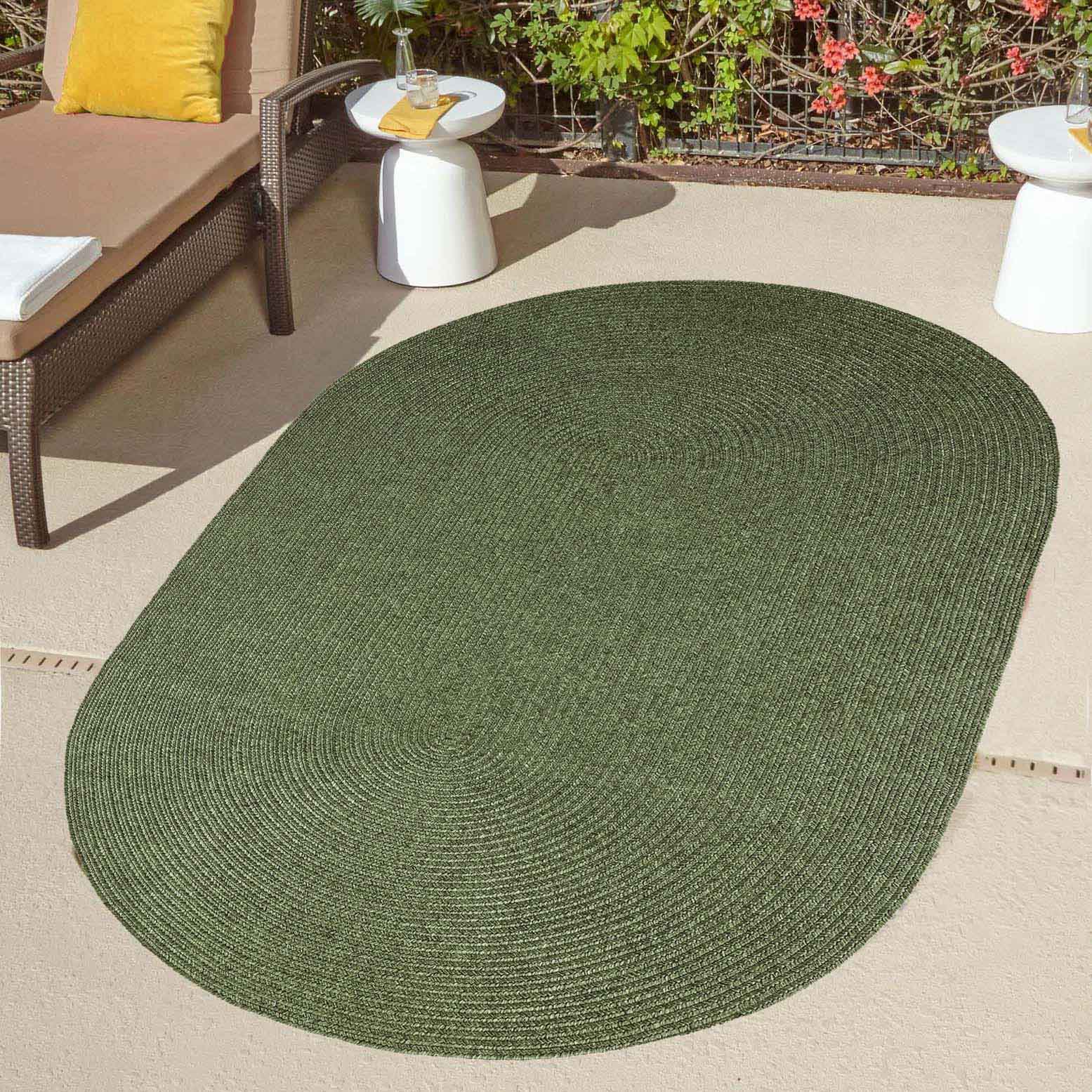 Classic Braided Area Rug Indoor Outdoor Rugs Oval - Omnigoodsstore