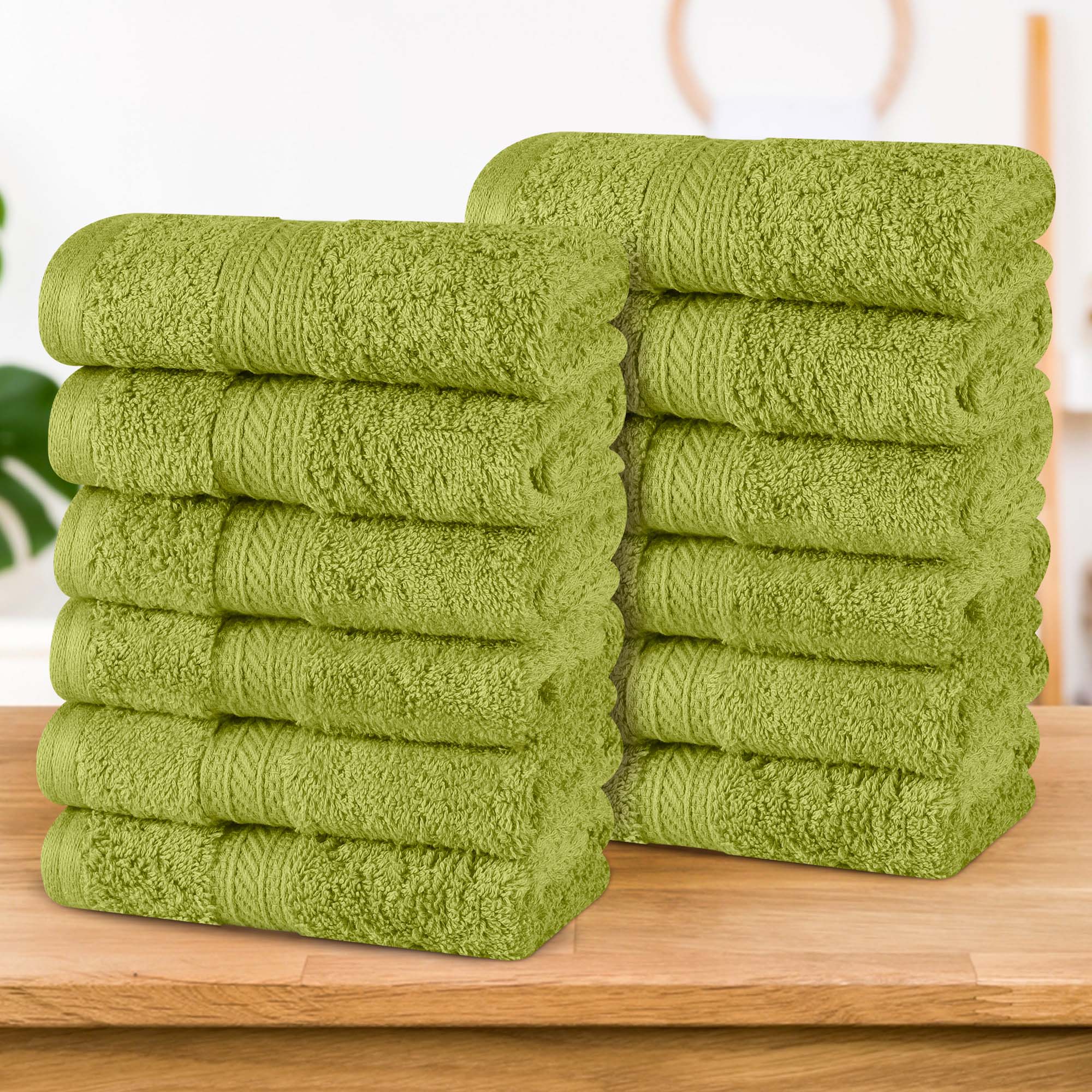 Atlas Cotton Plush Heavyweight Luxury Face Towel Washcloth Set of 12 - Omnigoodsstore