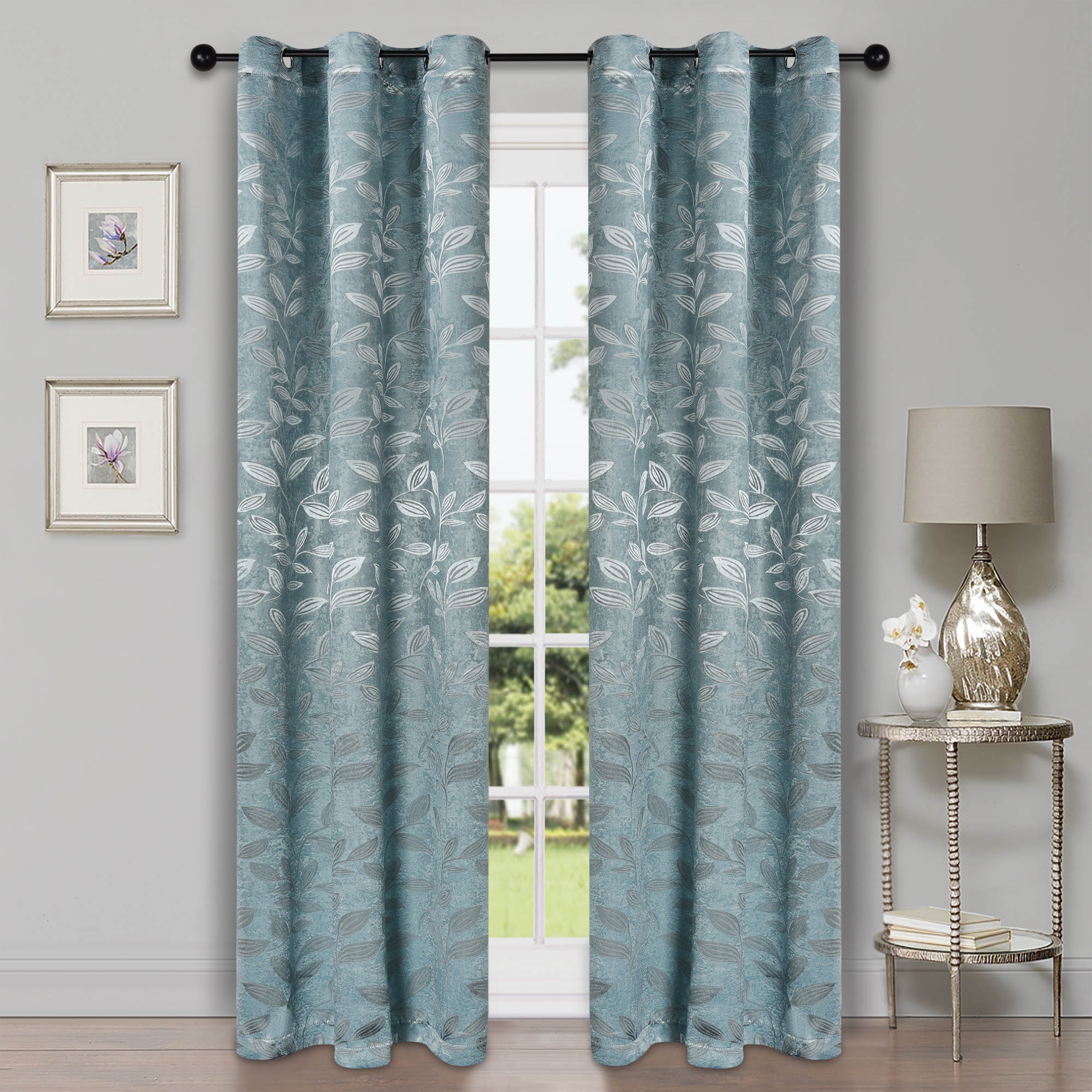Leaves Machine Washable Room Darkening Blackout Curtains, Set of 2 - Omnigoodsstore