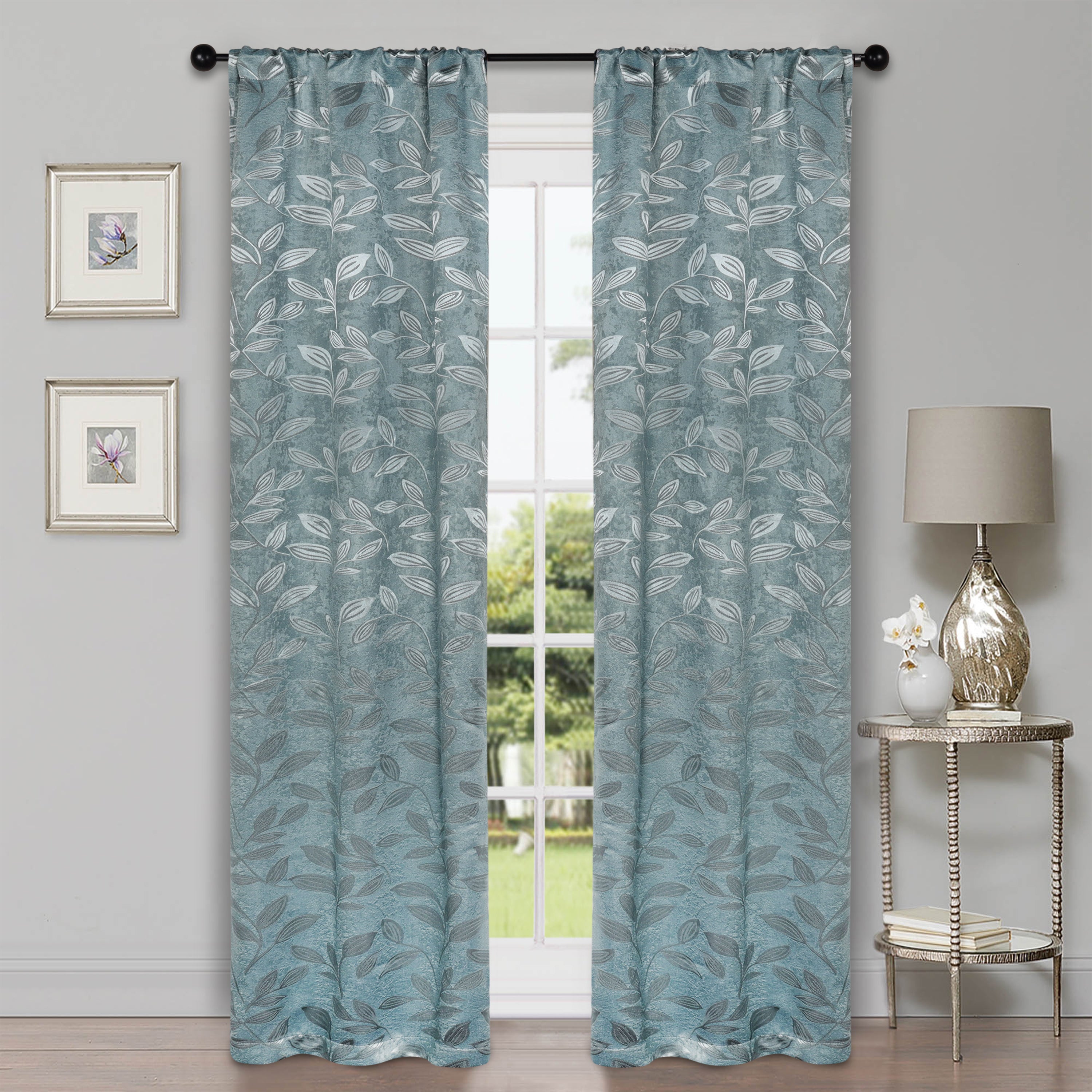 Leaves Machine Washable Room Darkening Blackout Curtains, Set of 2 - Omnigoodsstore