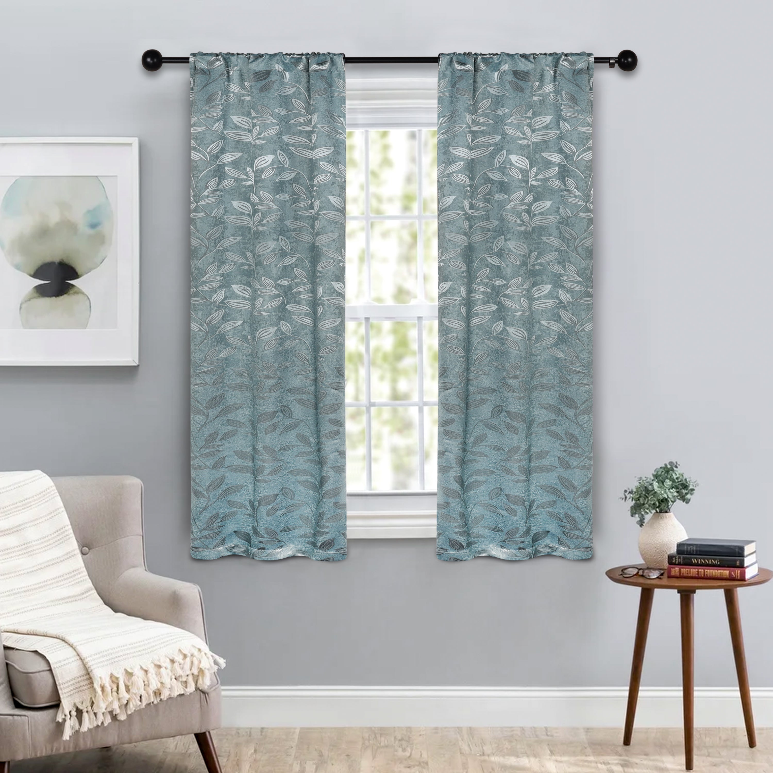 Leaves Machine Washable Room Darkening Blackout Curtains, Set of 2 - Omnigoodsstore
