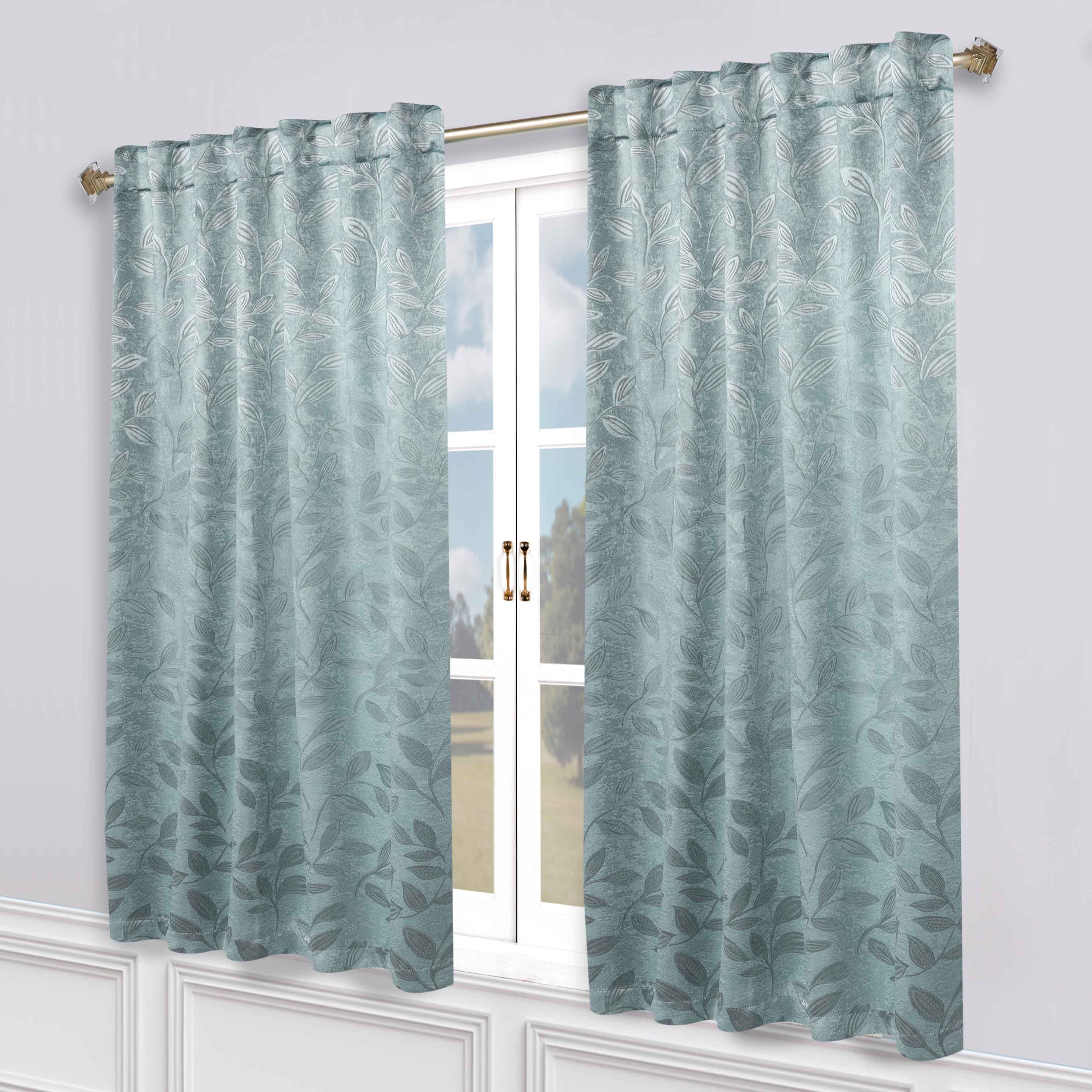 Superior Leaves Room Darkening Back Tab Blackout Curtains Panel Set - Omnigoodsstore