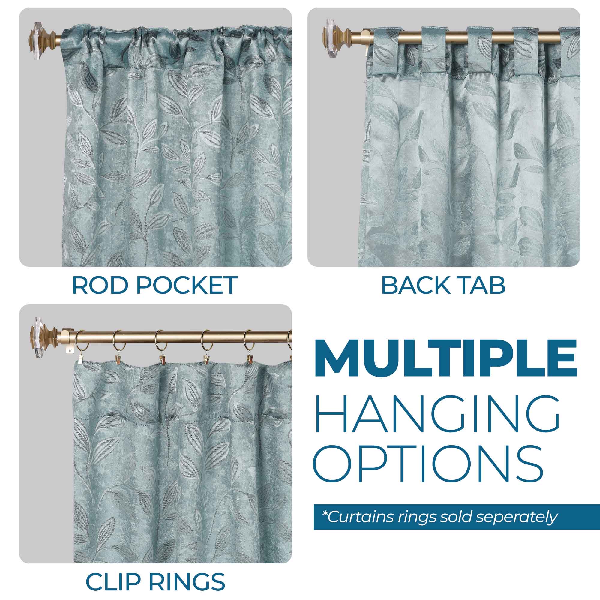 Superior Leaves Room Darkening Back Tab Blackout Curtains Panel Set - Omnigoodsstore