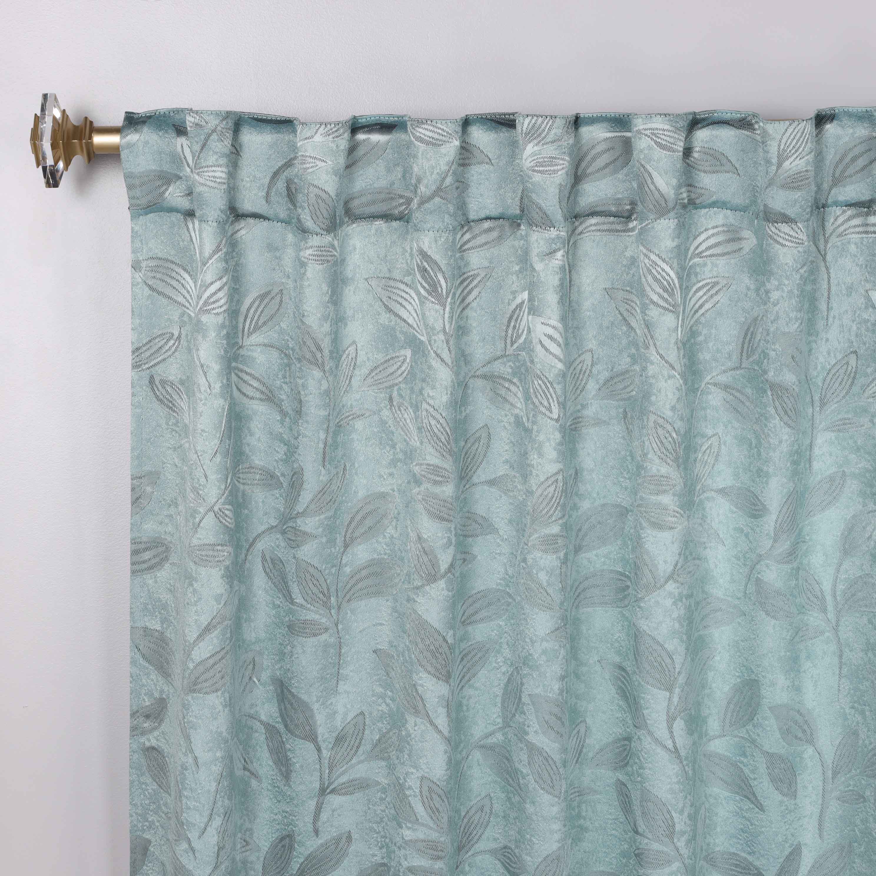 Superior Leaves Room Darkening Back Tab Blackout Curtains Panel Set - Omnigoodsstore