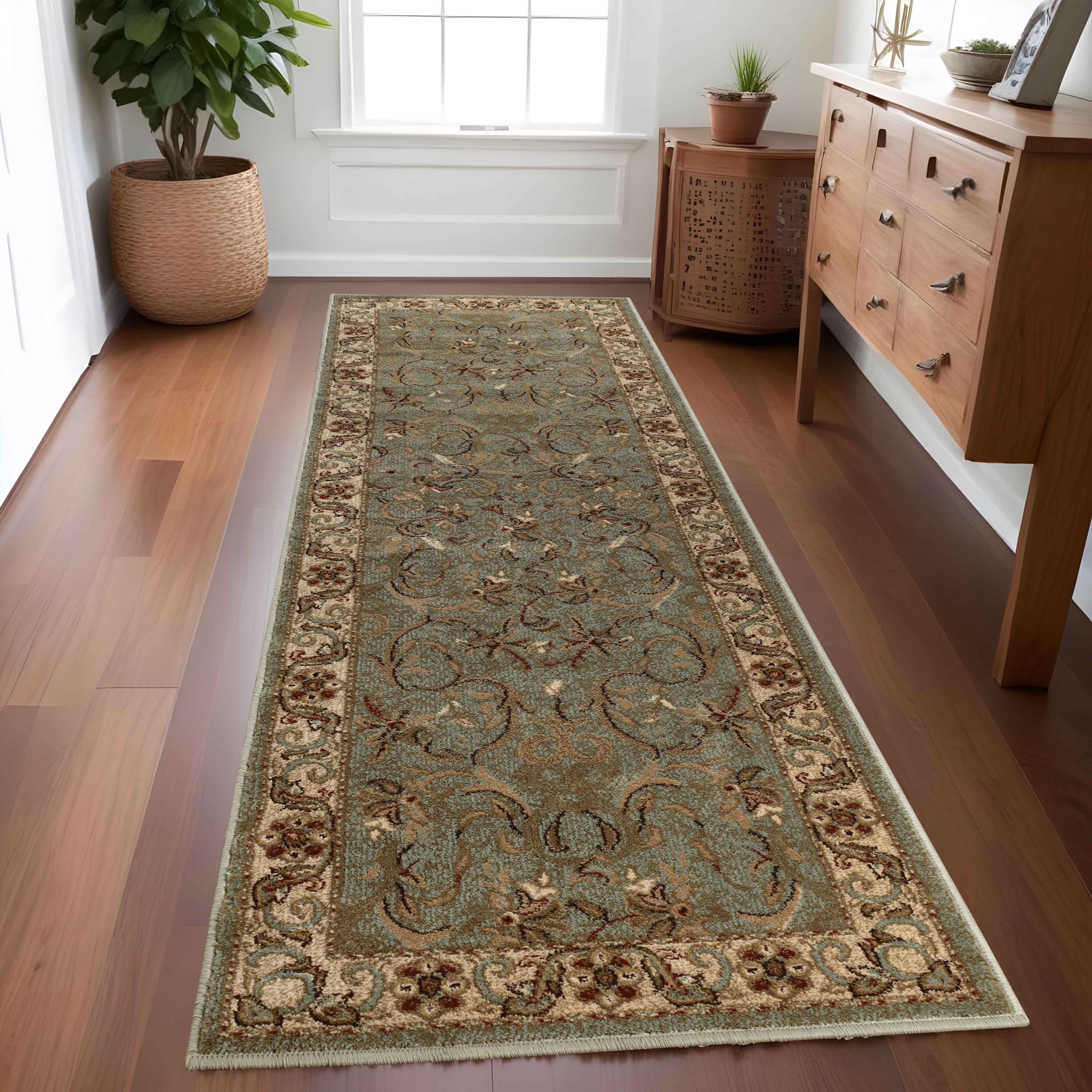 Heritage Traditional Floral Scroll Indoor Area Rug Or Runner Rug - Omnigoodsstore