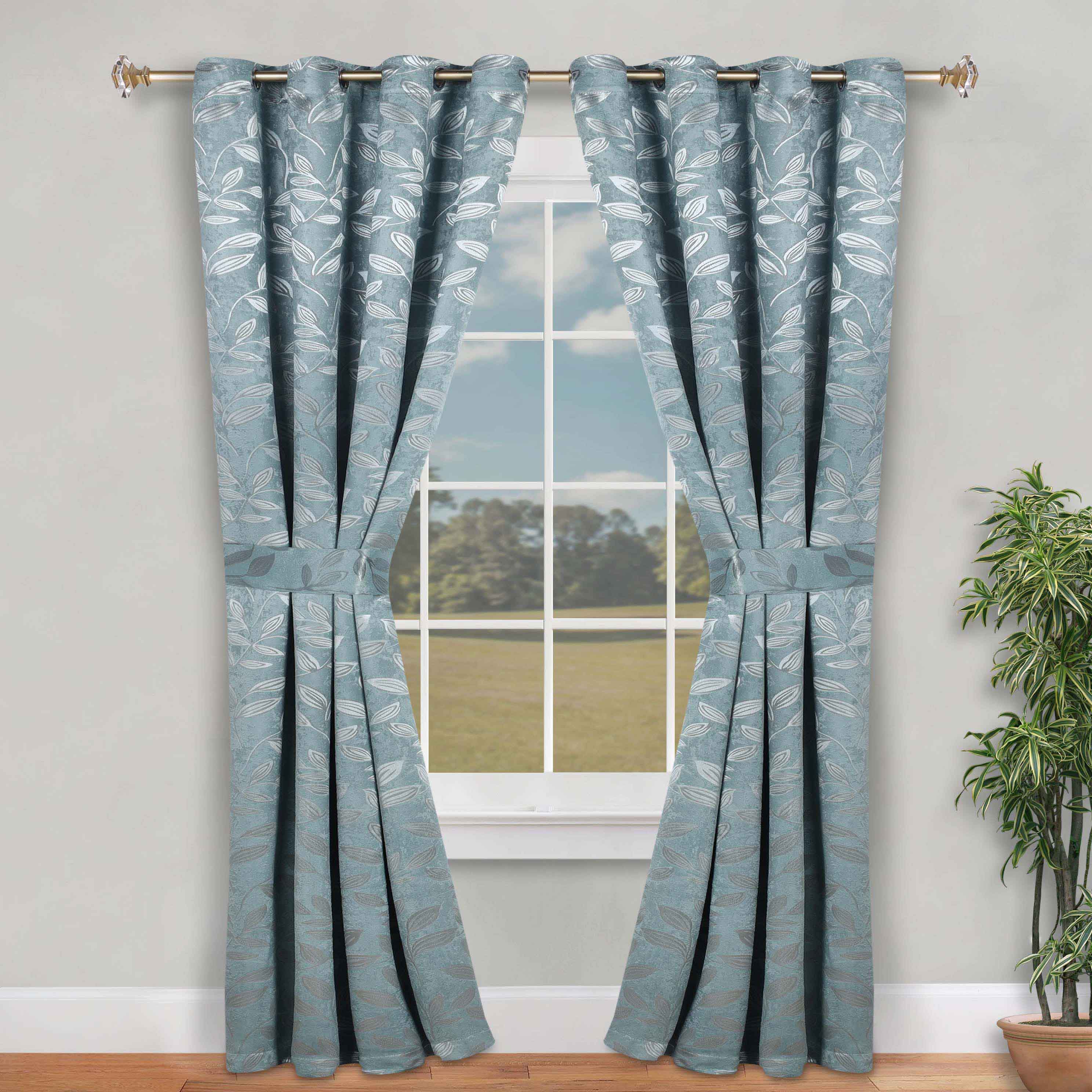 Leaves Machine Room Darkening Blackout Curtains, Set of 2 - Omnigoodsstore