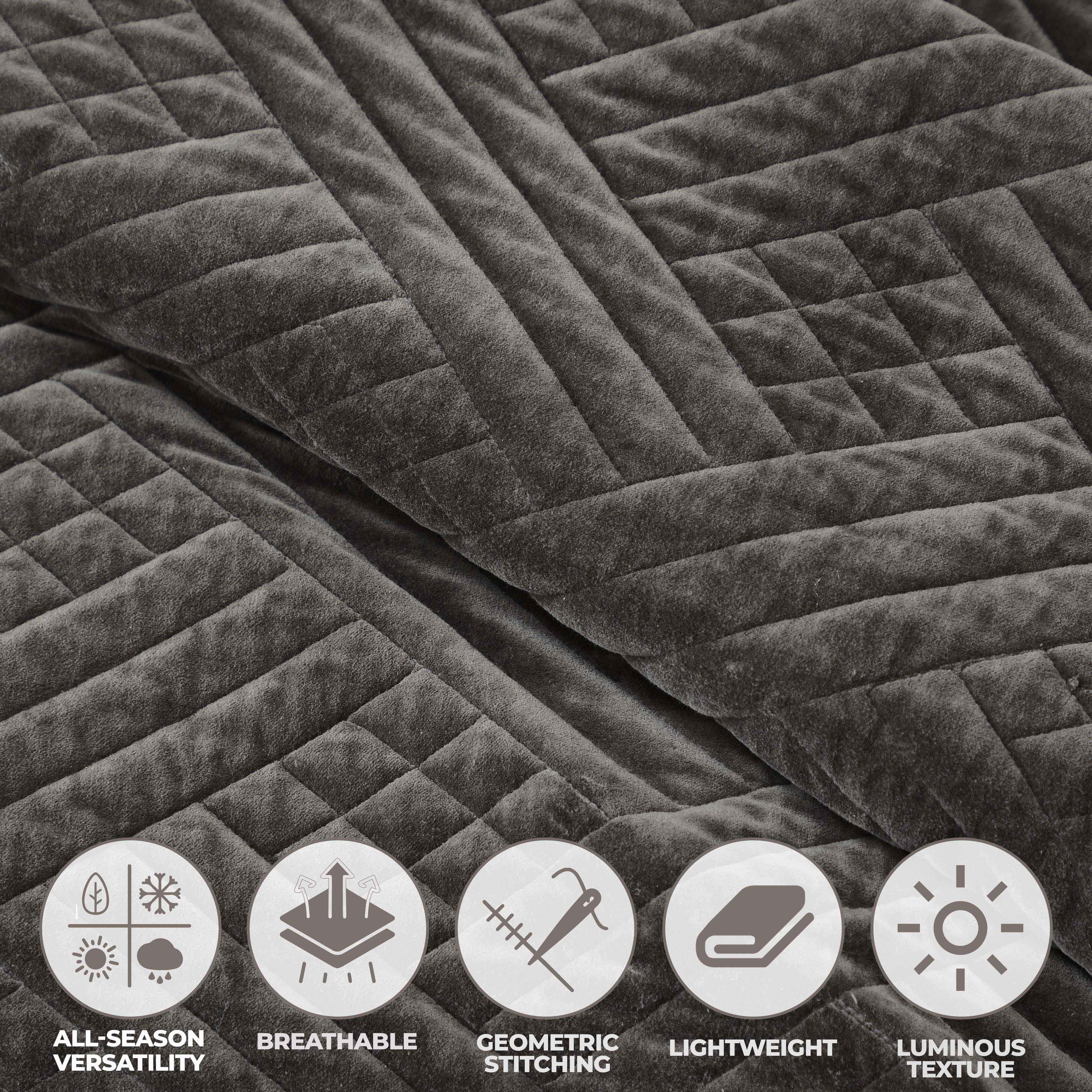 Karina Cotton Velvet Lightweight Quilt and Sham Set - Omnigoodsstore