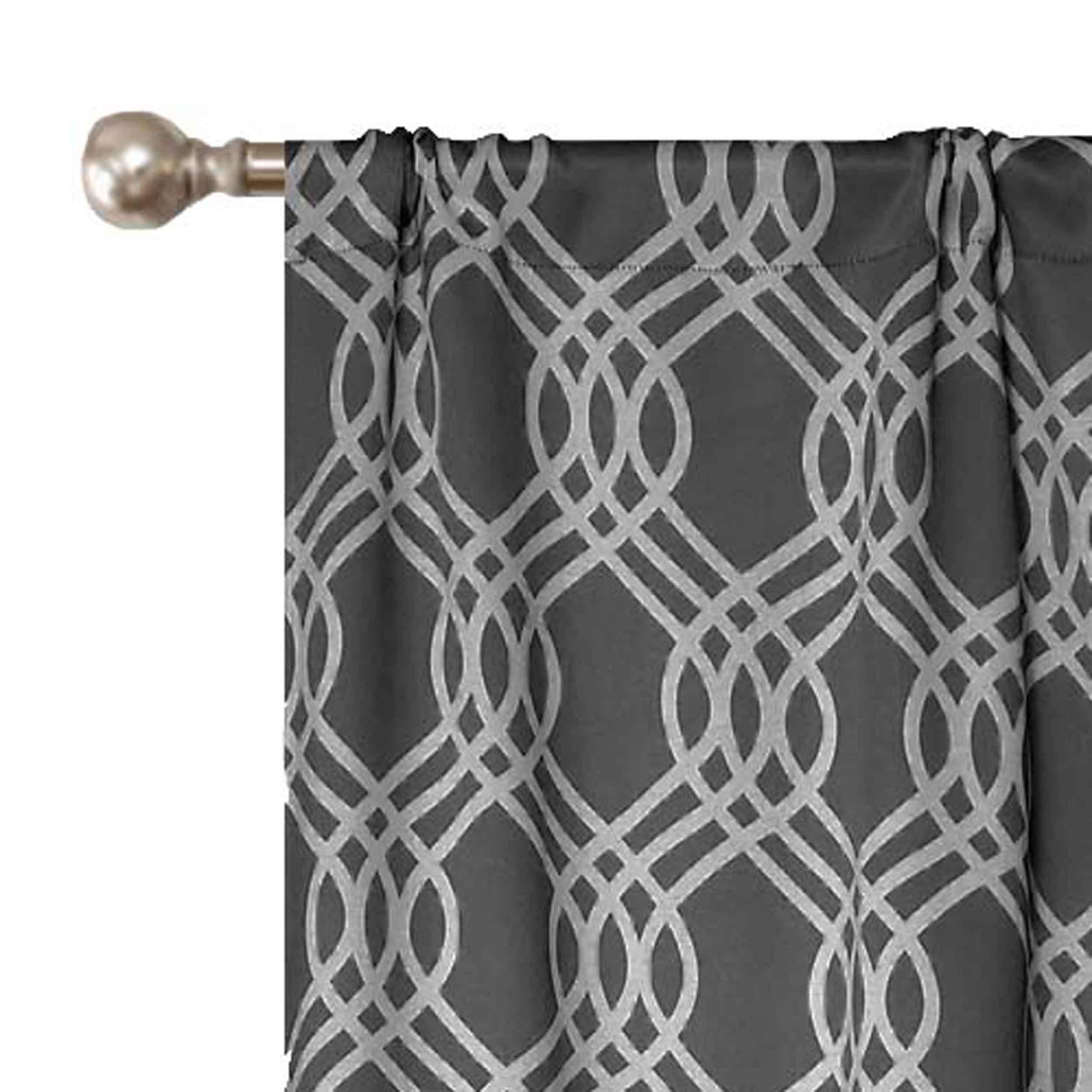 Ribbon Trellis Washable Room Darkening Blackout Curtain Panel Set - Omnigoodsstore