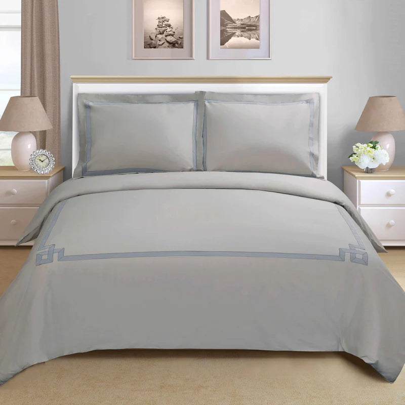 Miller Cotton Embroidered Solid 3 Piece Duvet Cover Set - Omnigoodsstore