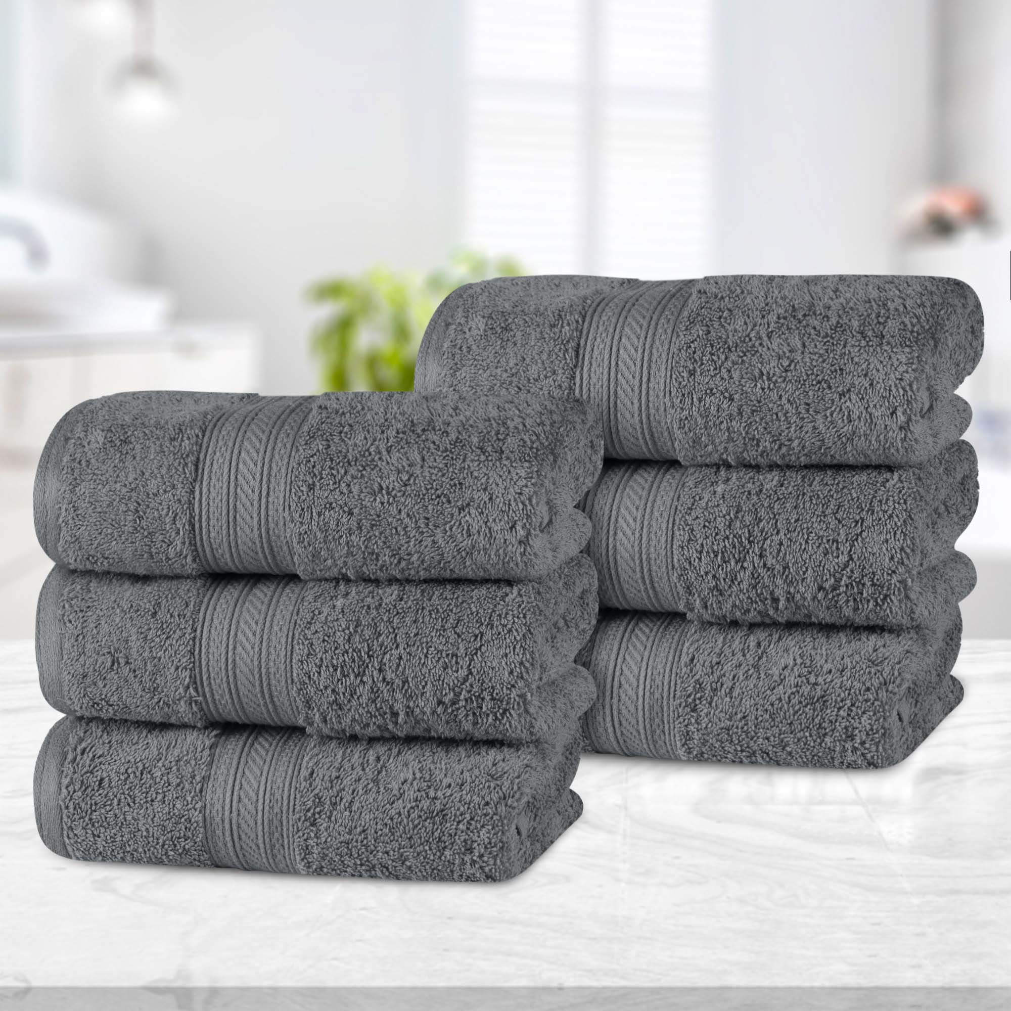Atlas Cotton Plush Absorbent Heavyweight Luxury Hand Towel Set of 6 - Omnigoodsstore