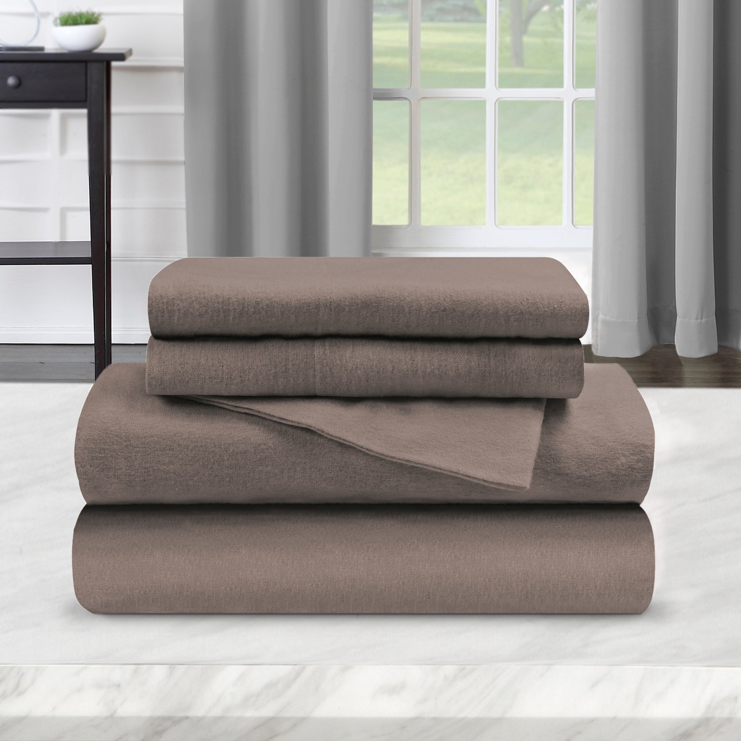 Flannel Cotton Modern Solid Deep Pocket Bed Sheet Set - Omnigoodsstore