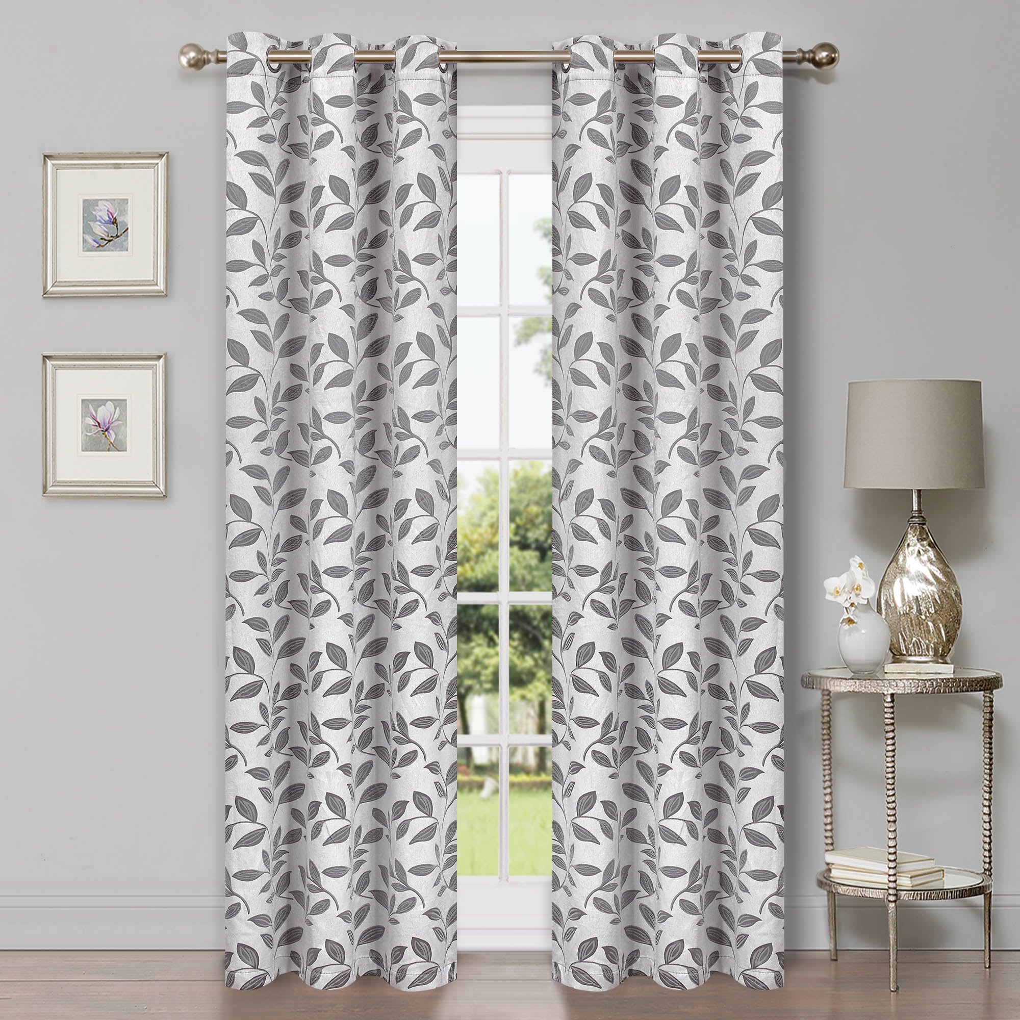 Leaves Machine Washable Room Darkening Blackout Curtains, Set of 2 - Omnigoodsstore