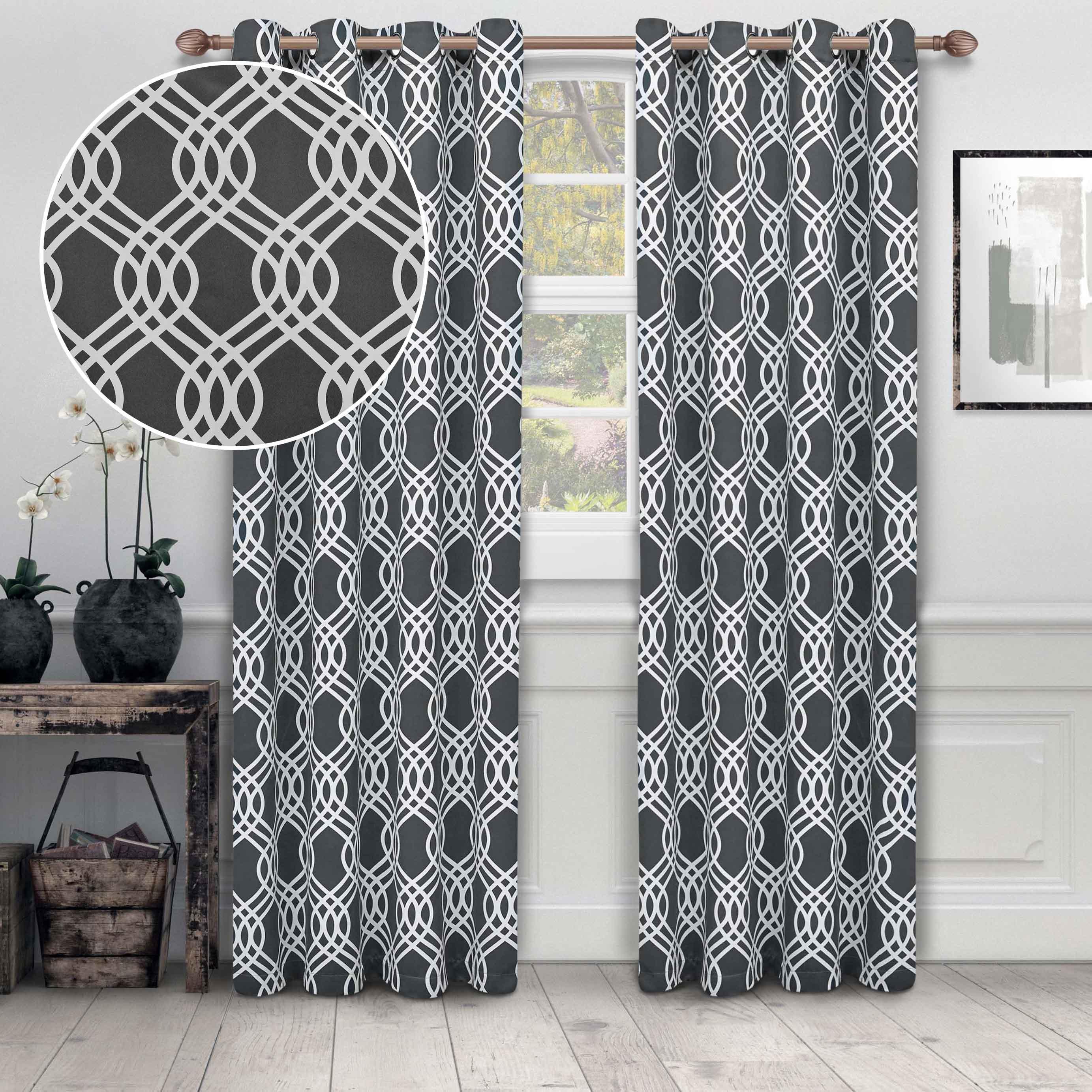 Ribbon Trellis Washable Room Darkening Blackout Curtain Panel Set - Omnigoodsstore