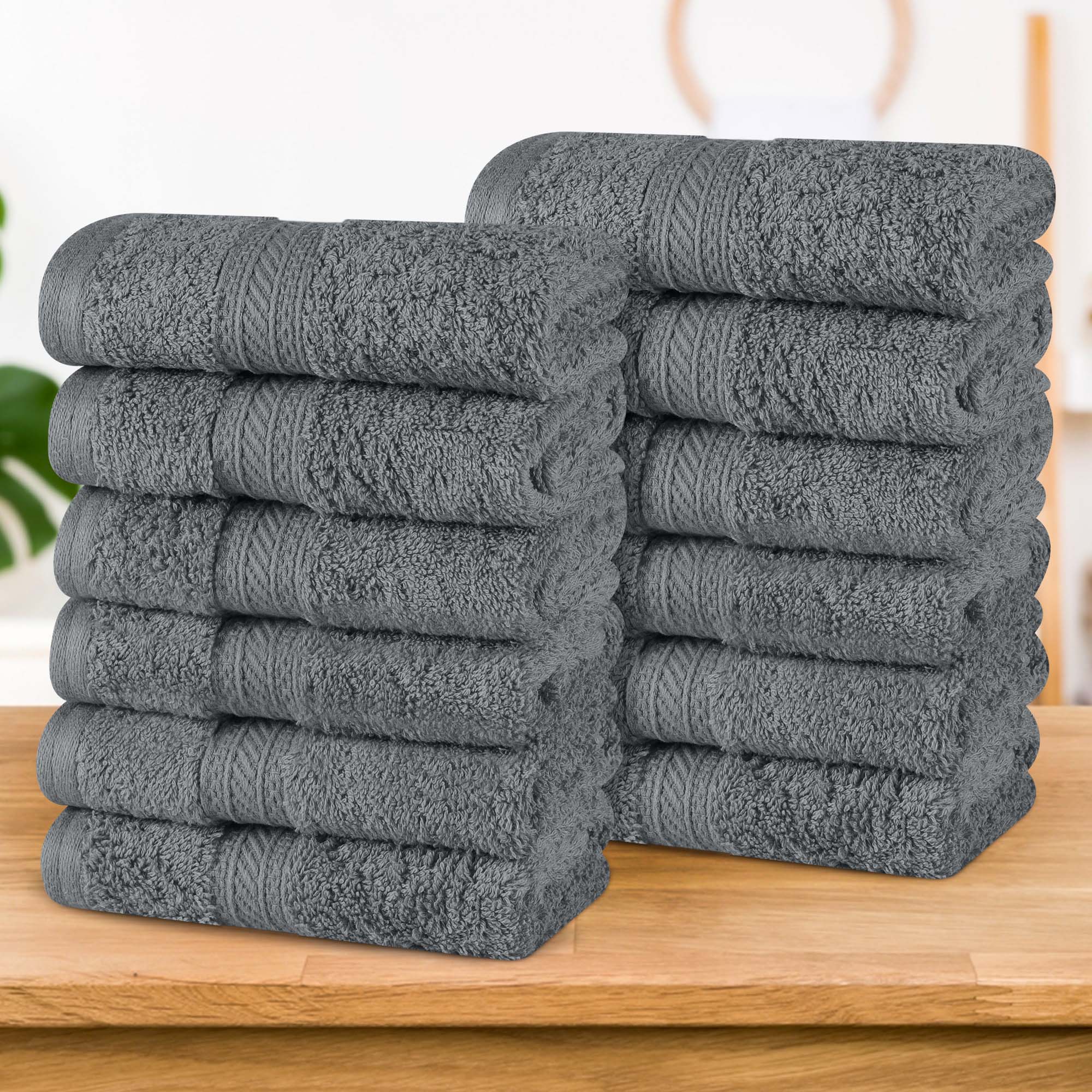 Atlas Cotton Plush Heavyweight Luxury Face Towel Washcloth Set of 12 - Omnigoodsstore
