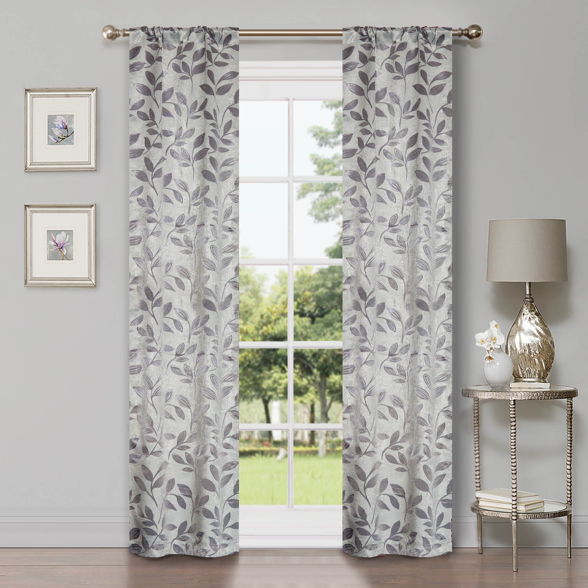 Leaves Machine Washable Room Darkening Blackout Curtains, Set of 2 - Omnigoodsstore