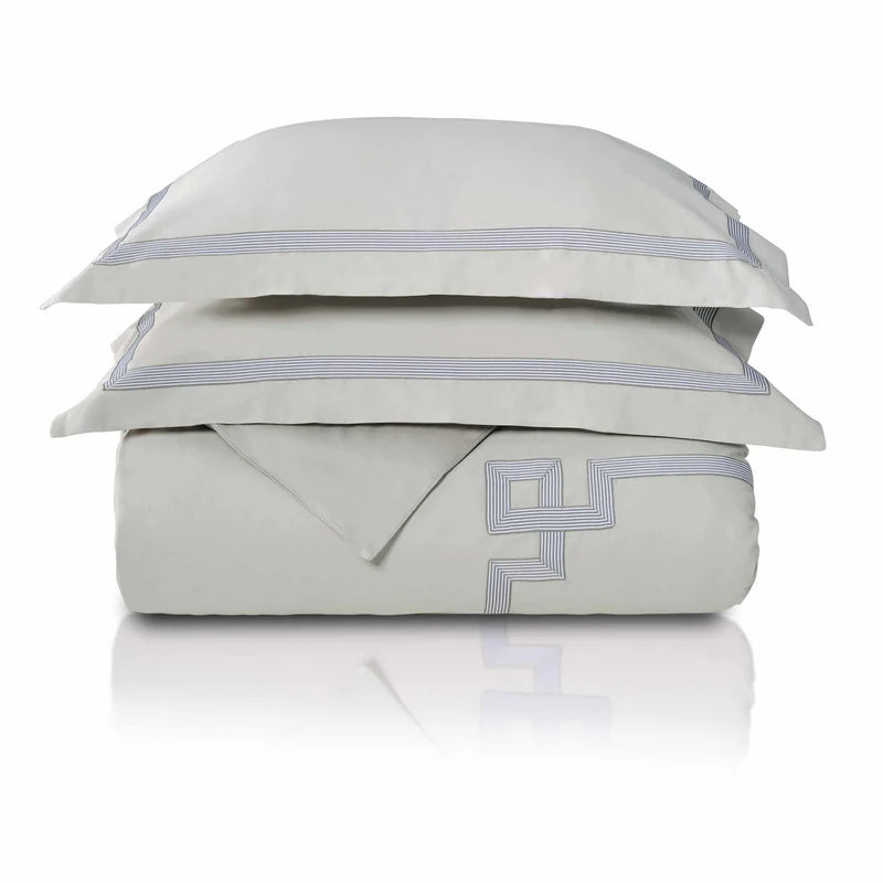 Miller Cotton Embroidered Solid 3 Piece Duvet Cover Set - Omnigoodsstore