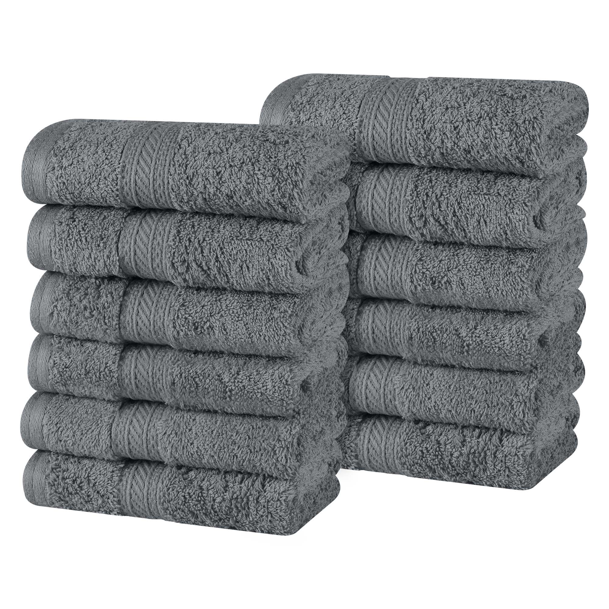 Atlas Cotton Plush Heavyweight Luxury Face Towel Washcloth Set of 12 - Omnigoodsstore
