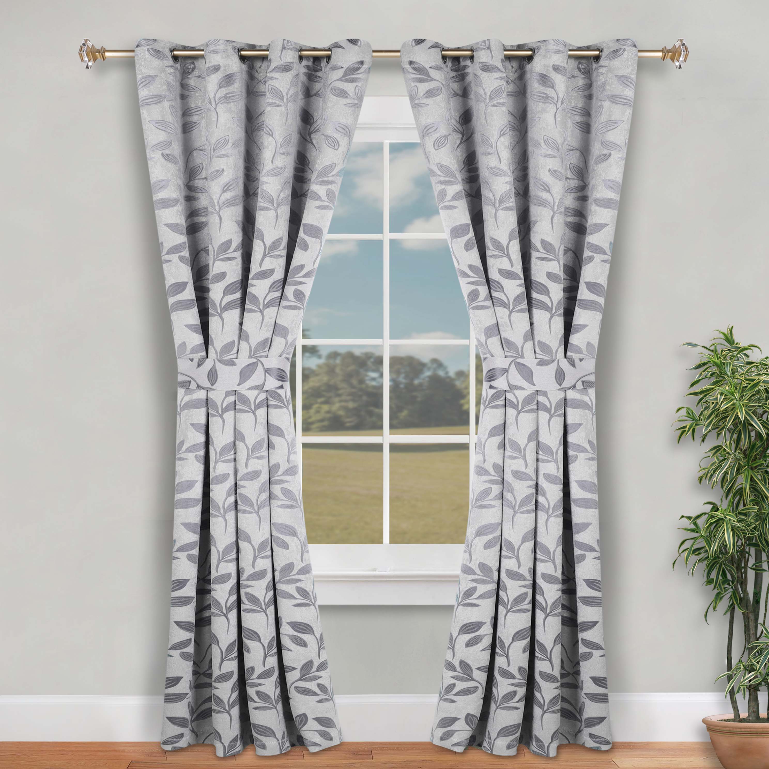 Leaves Machine Room Darkening Blackout Curtains, Set of 2 - Omnigoodsstore