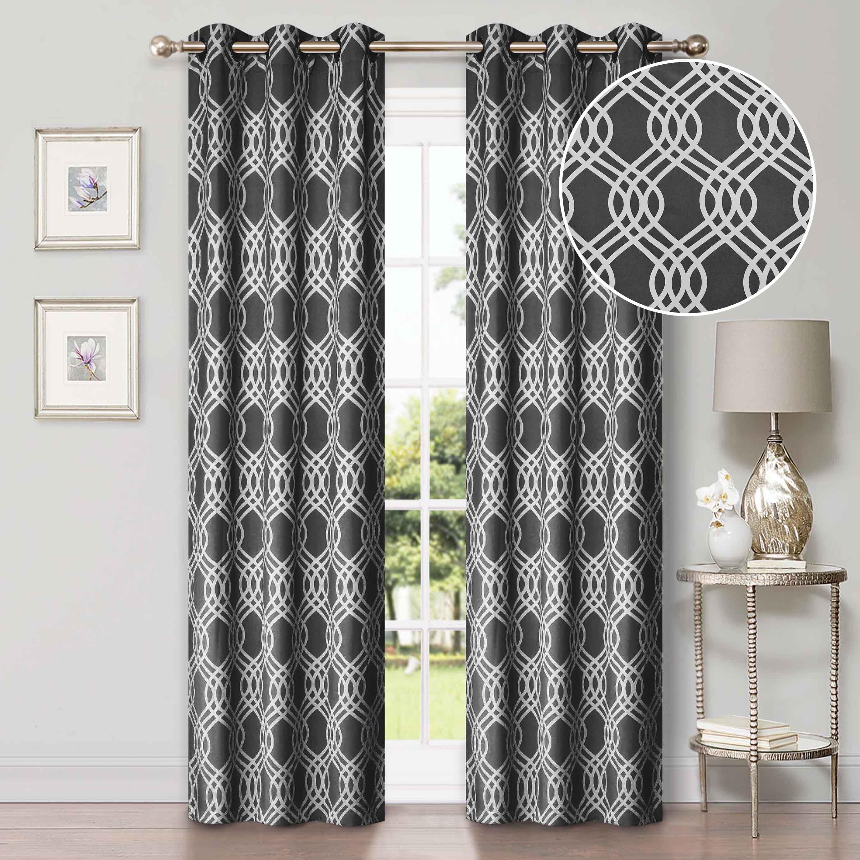 Ribbon Trellis Washable Room Darkening Blackout Curtain Panel Set - Omnigoodsstore