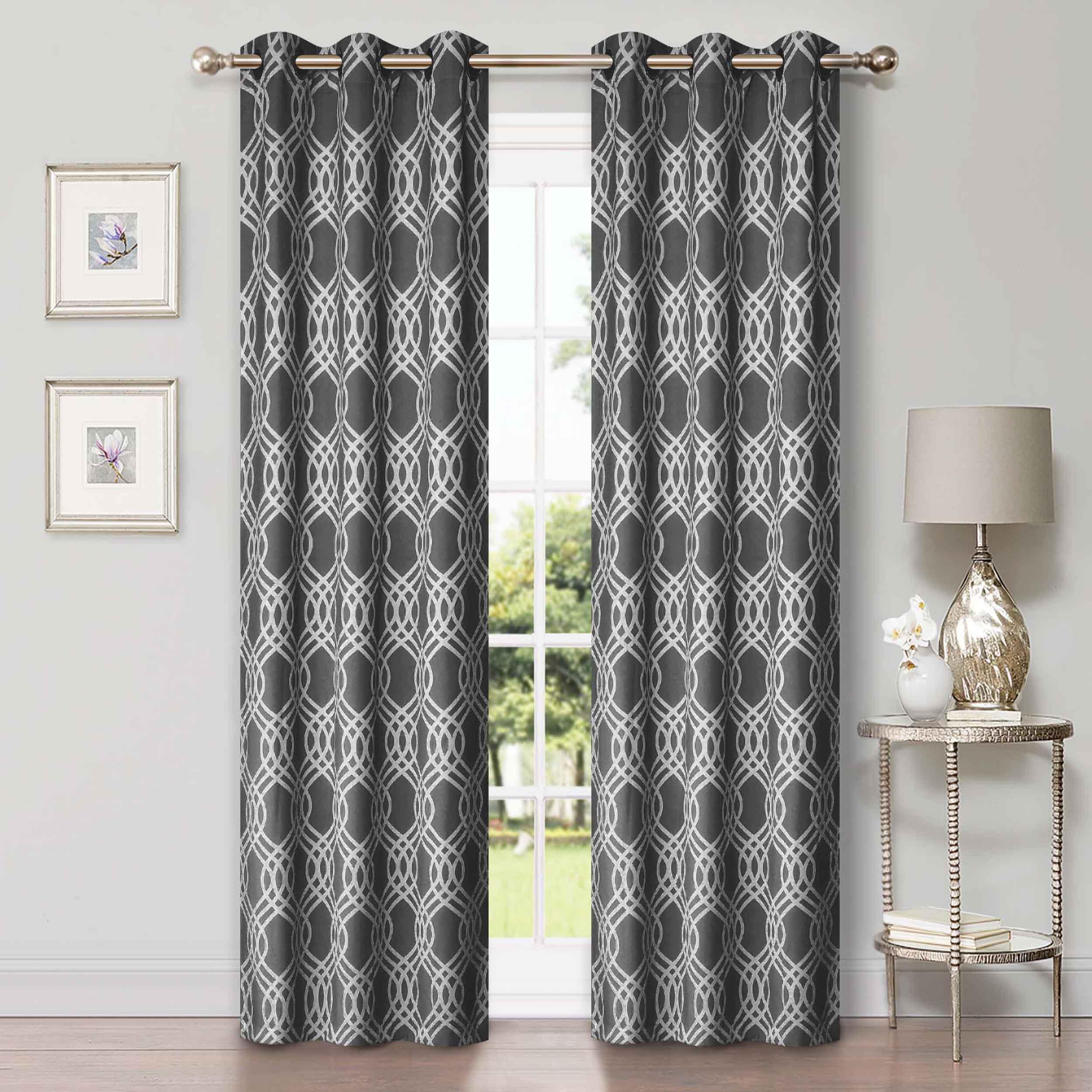 Ribbon Trellis Washable Room Darkening Blackout Curtain Panel Set - Omnigoodsstore