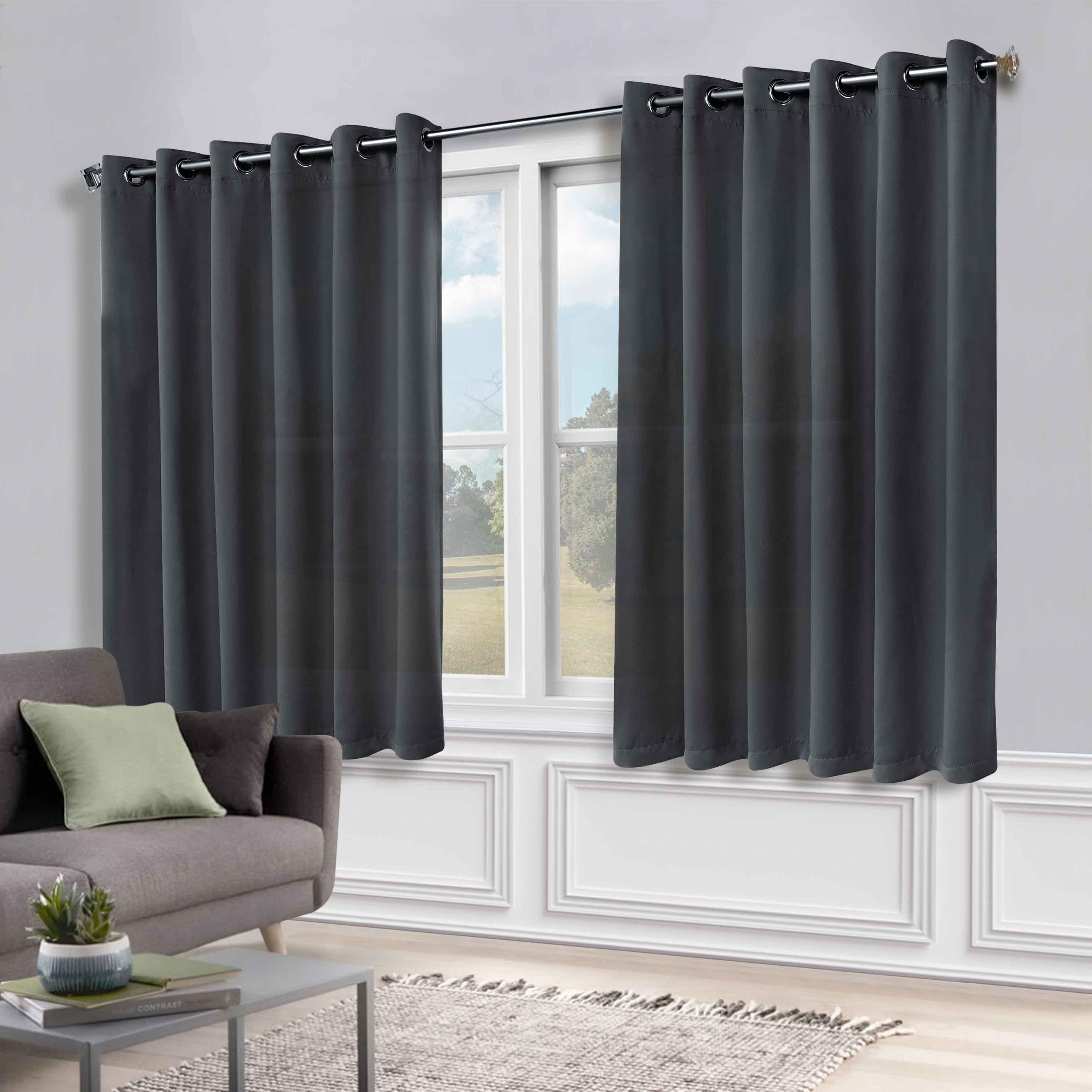 Solid Machine Washable Room Darkening Blackout Curtains, Set of 2 - Omnigoodsstore