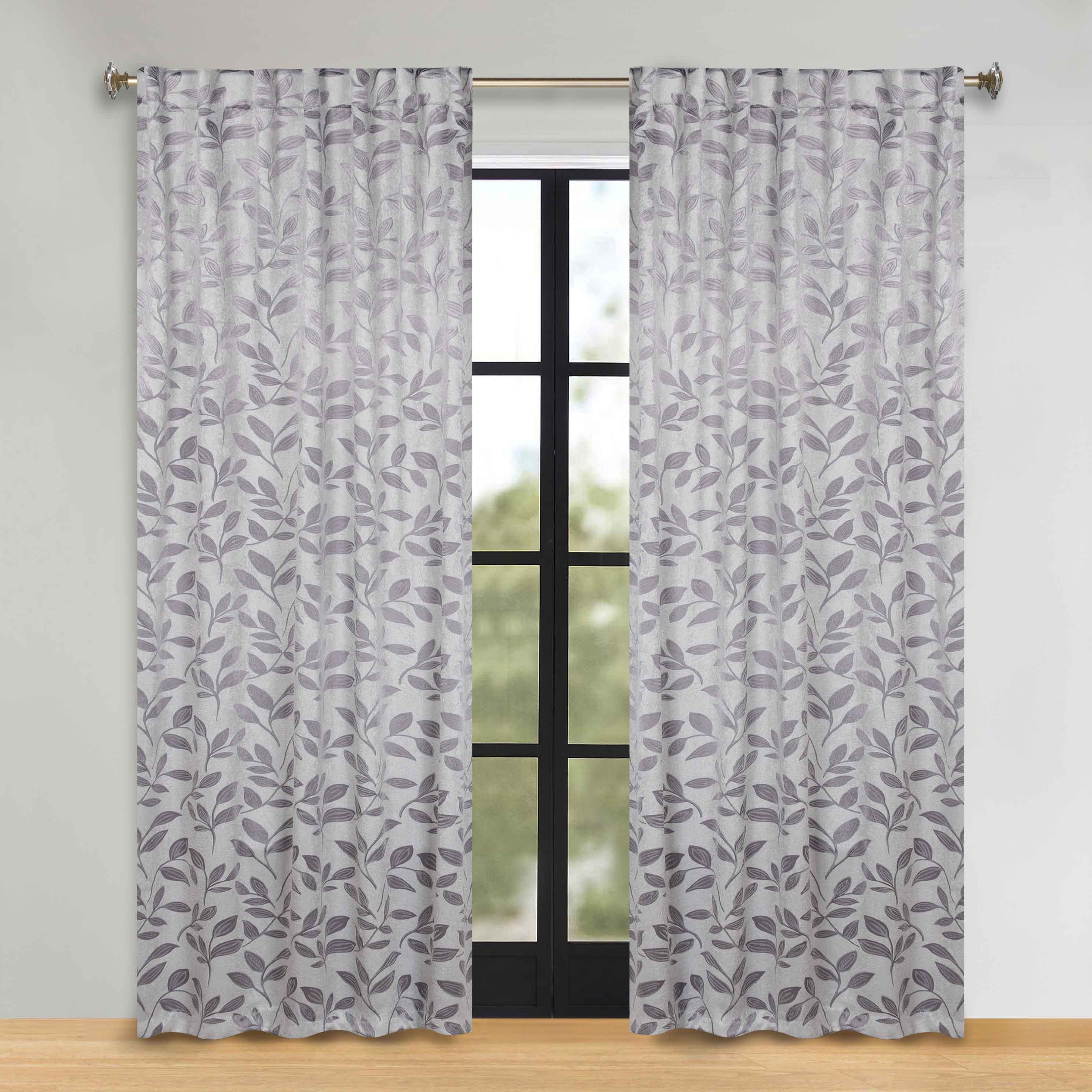 Superior Leaves Room Darkening Back Tab Blackout Curtains Panel Set - Omnigoodsstore