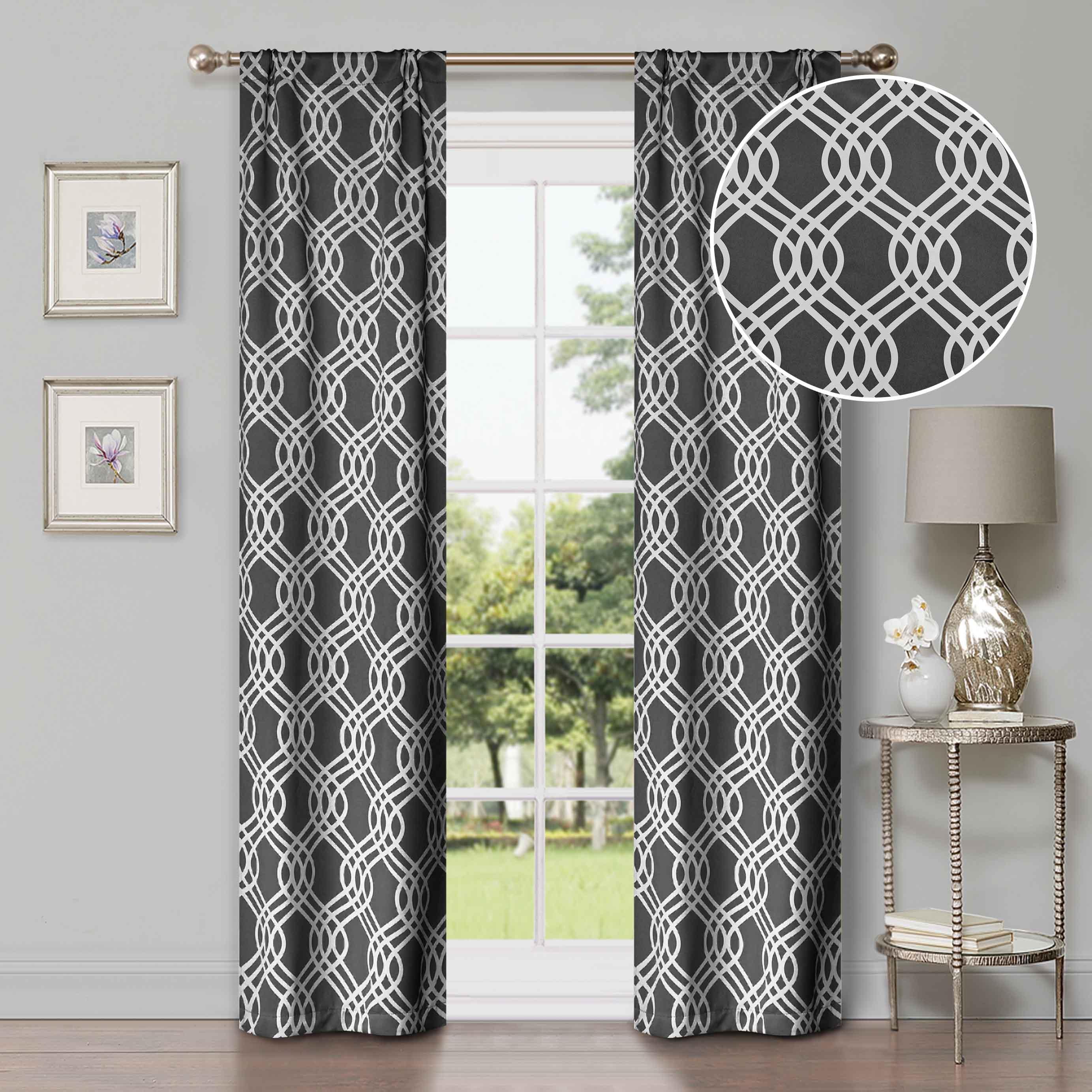 Ribbon Trellis Washable Room Darkening Blackout Curtain Panel Set - Omnigoodsstore