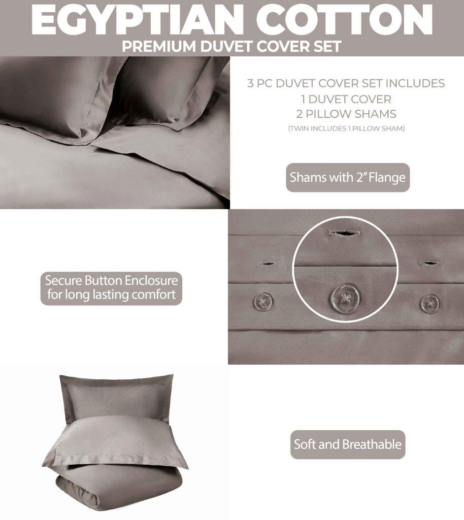 Egyptian Cotton 400 Thread Count Solid Duvet Cover Set - Omnigoodsstore