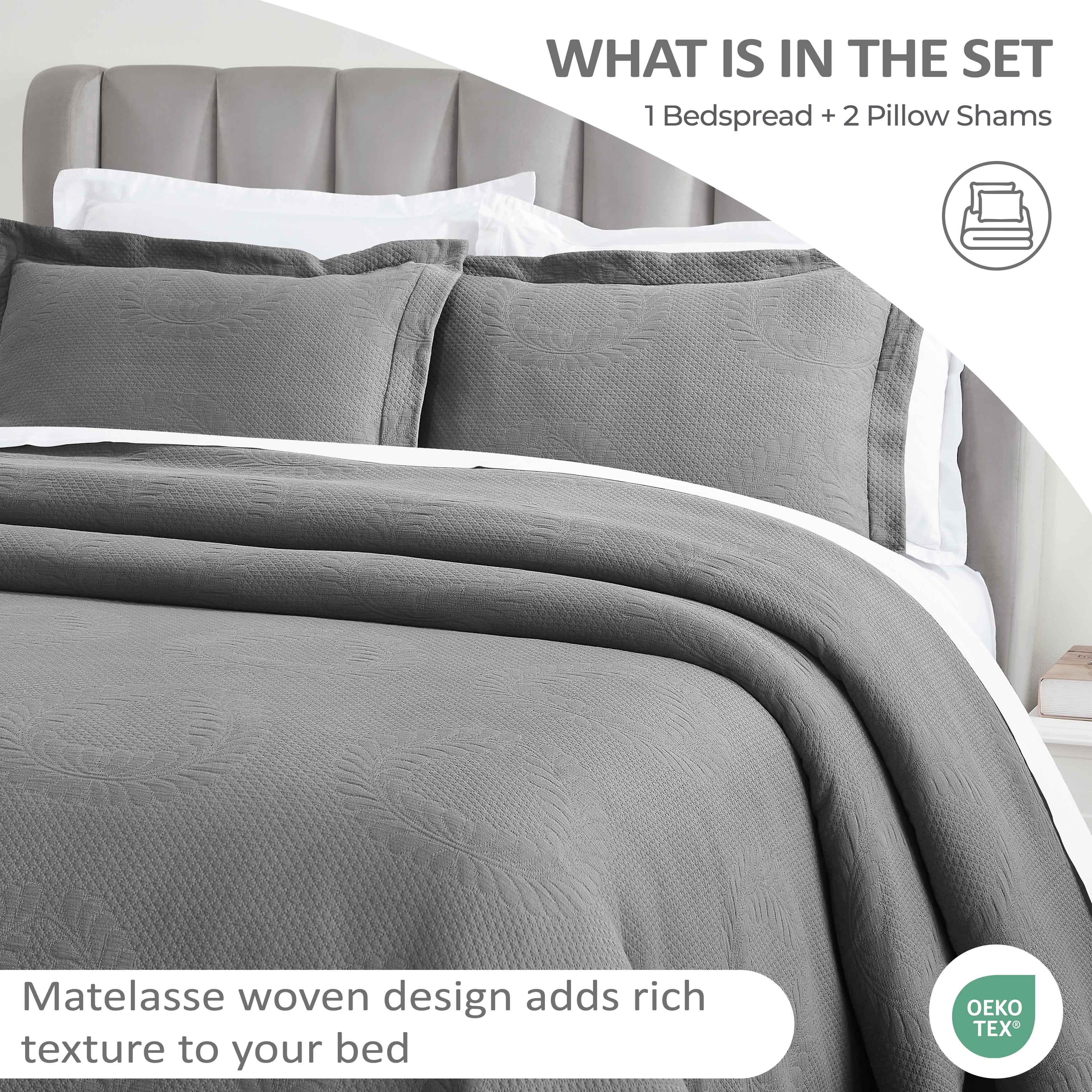 Peploi Cotton Medium Weight Matelasse Bedspread and Sham Set - Omnigoodsstore