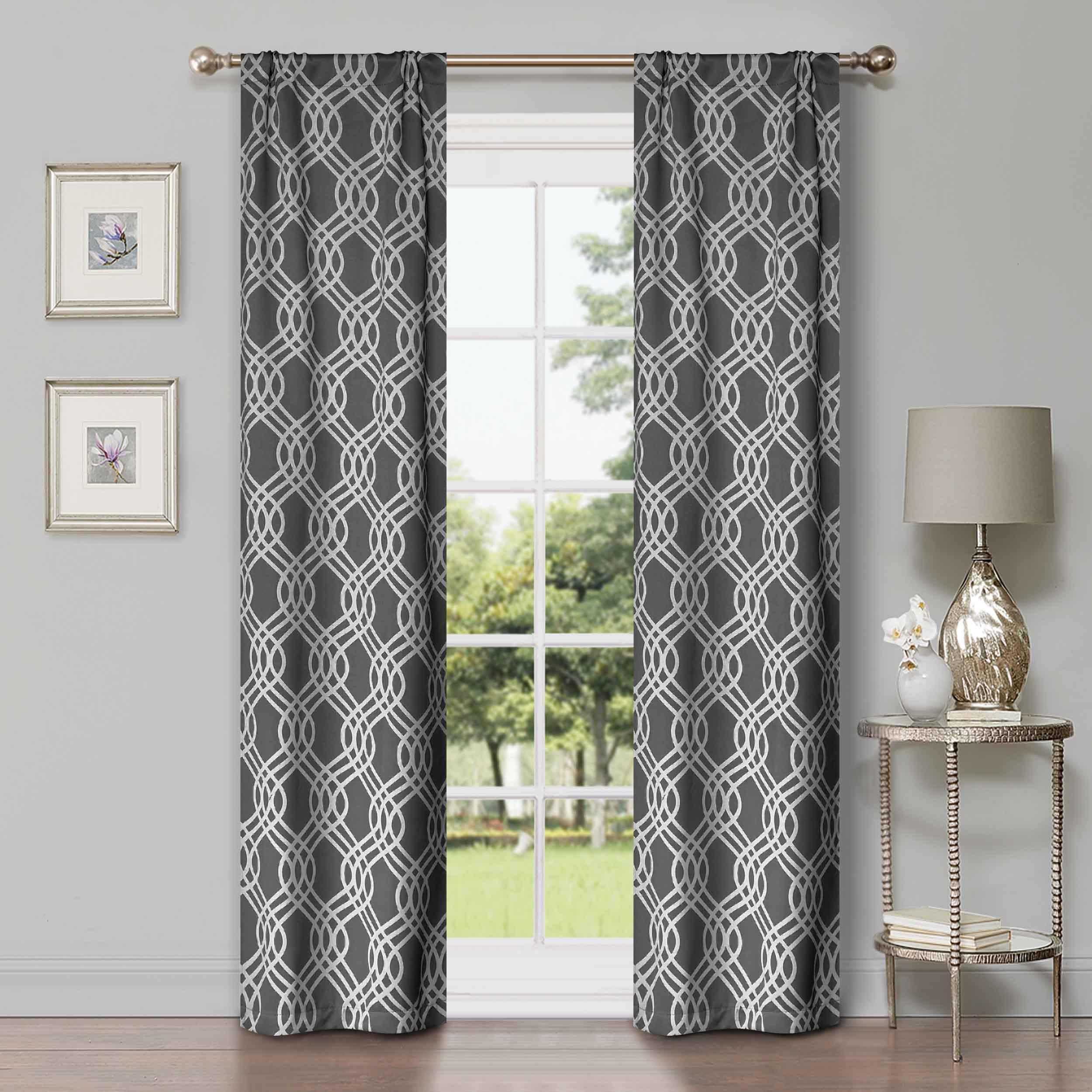 Ribbon Trellis Washable Room Darkening Blackout Curtain Panel Set - Omnigoodsstore