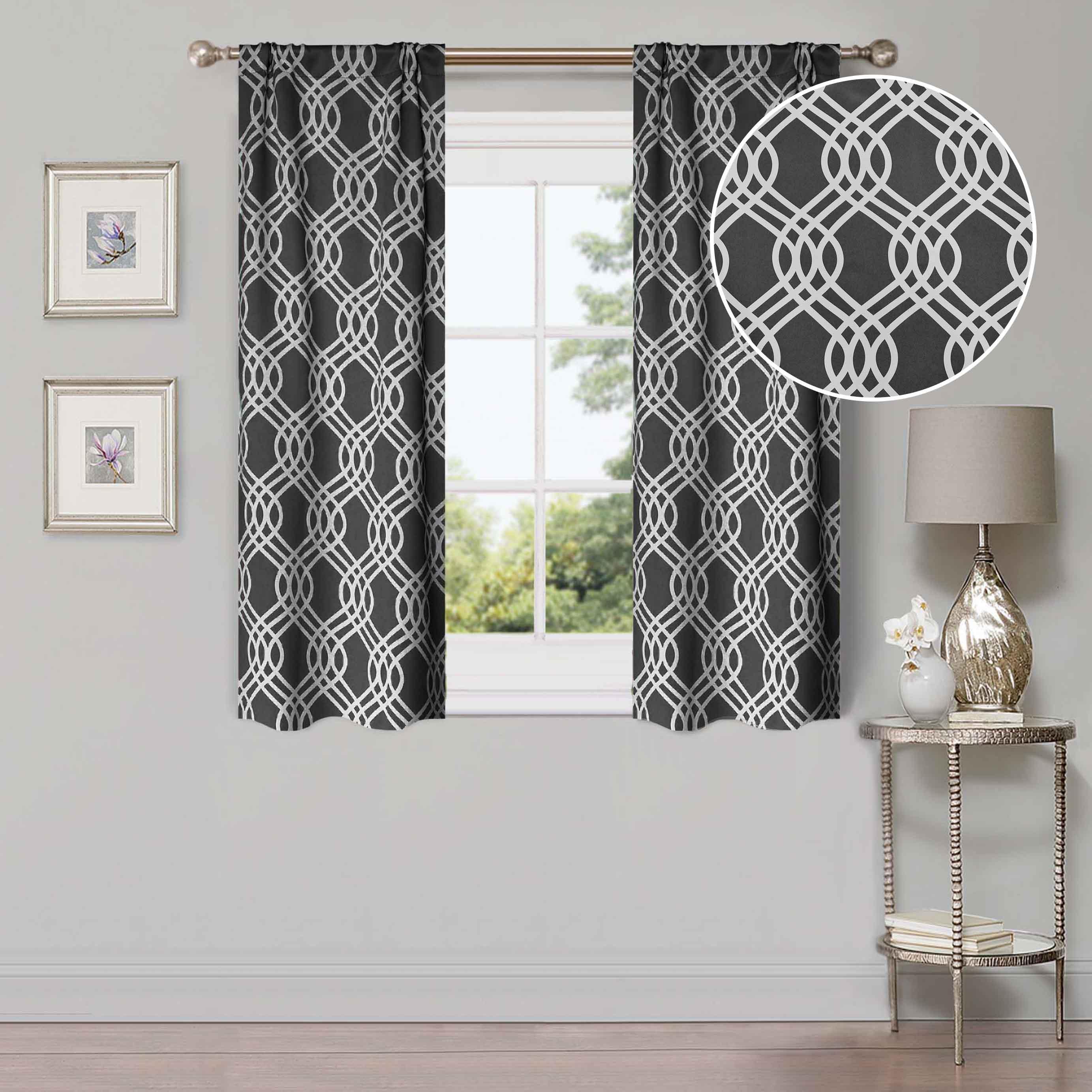 Ribbon Trellis Washable Room Darkening Blackout Curtain Panel Set - Omnigoodsstore