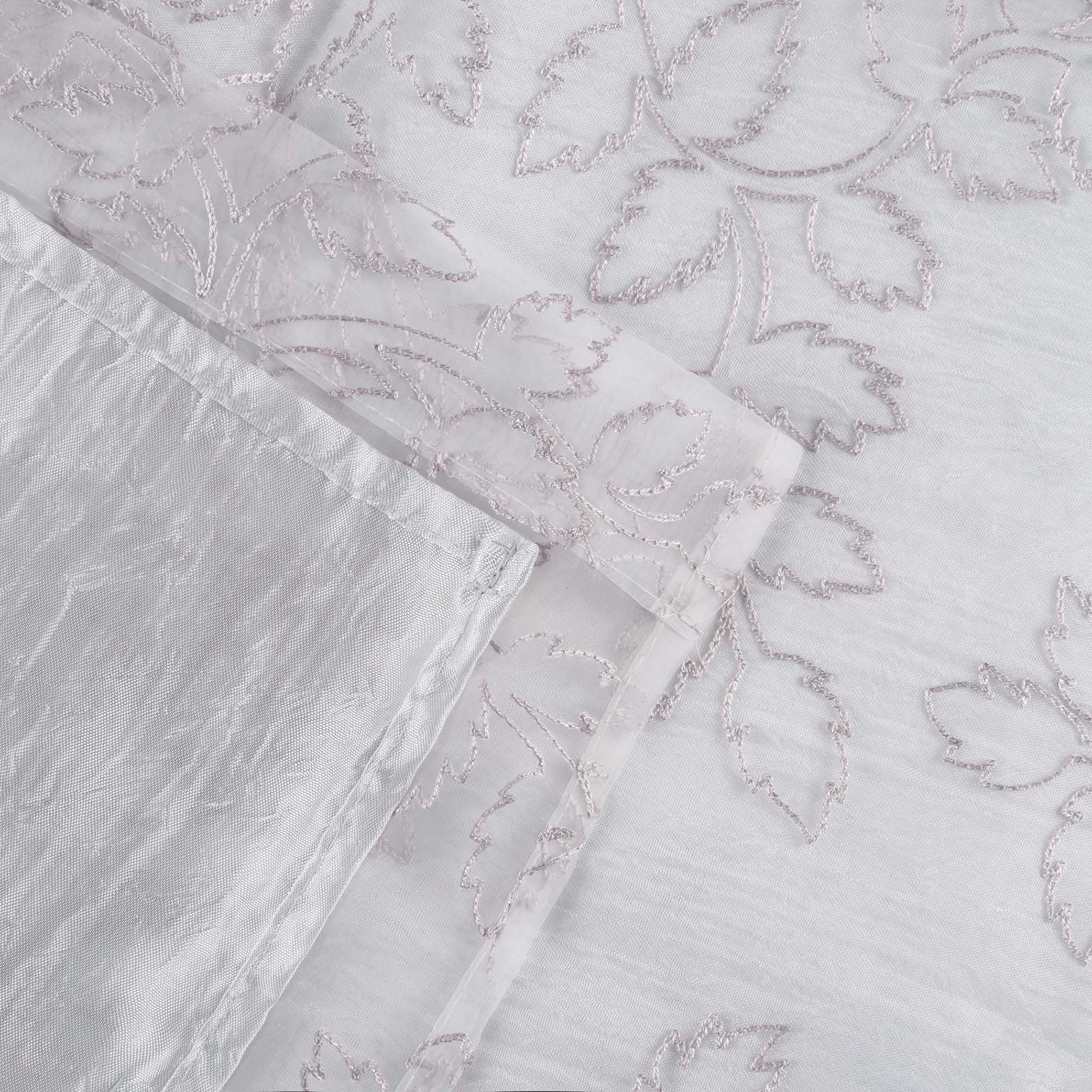Embroidered Leaves Grommet 2 Piece Layered Sheer Curtain Panel Set - Omnigoodsstore