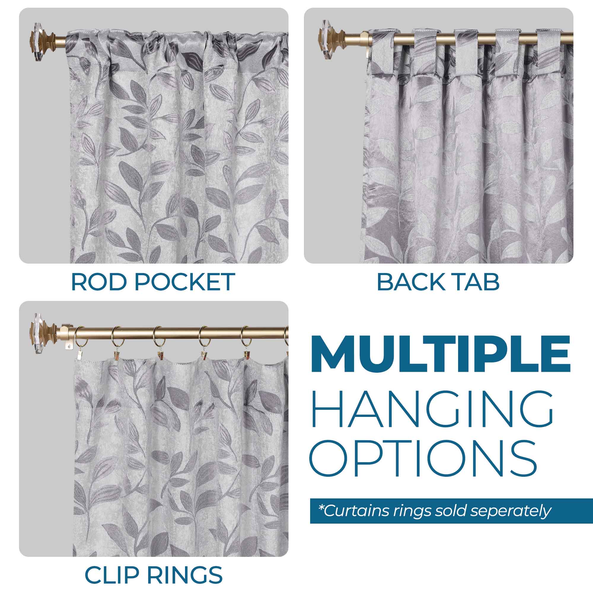 Superior Leaves Room Darkening Back Tab Blackout Curtains Panel Set - Omnigoodsstore