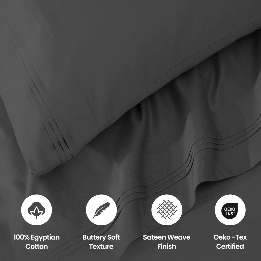 1000 Thread Count Egyptian Cotton Bed Sheet Set Olympic Queen - Omnigoodsstore